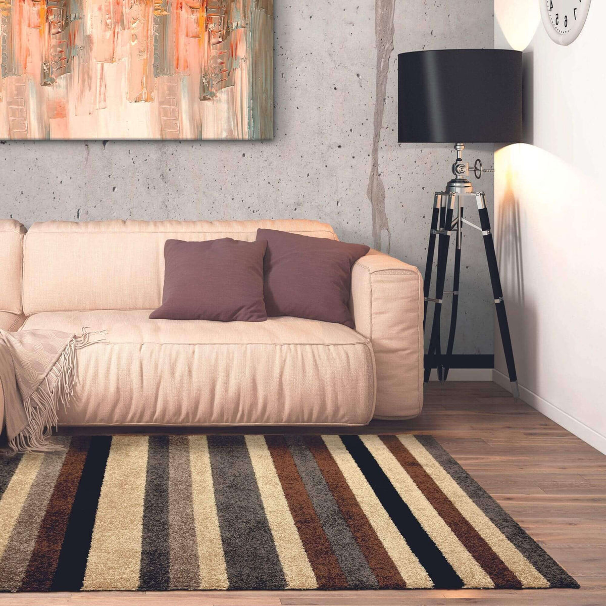 The Rugs Rugs Linea Striped Caramel Washable Rug House of Isabella UK