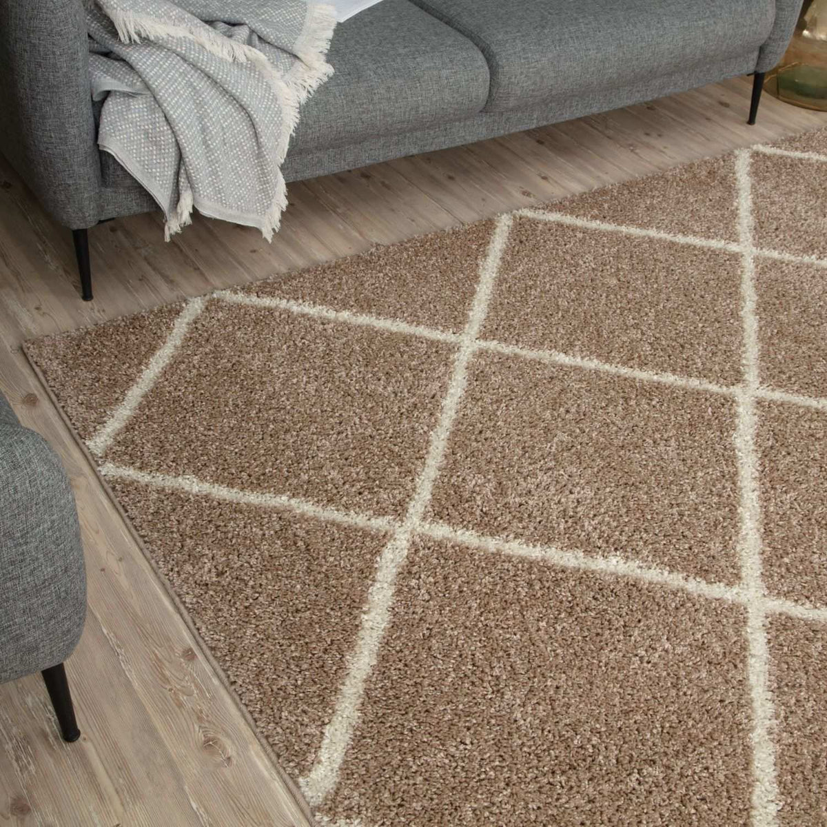 The Rugs Rugs Moroccan Beige Shaggy Rug | 520 House of Isabella UK