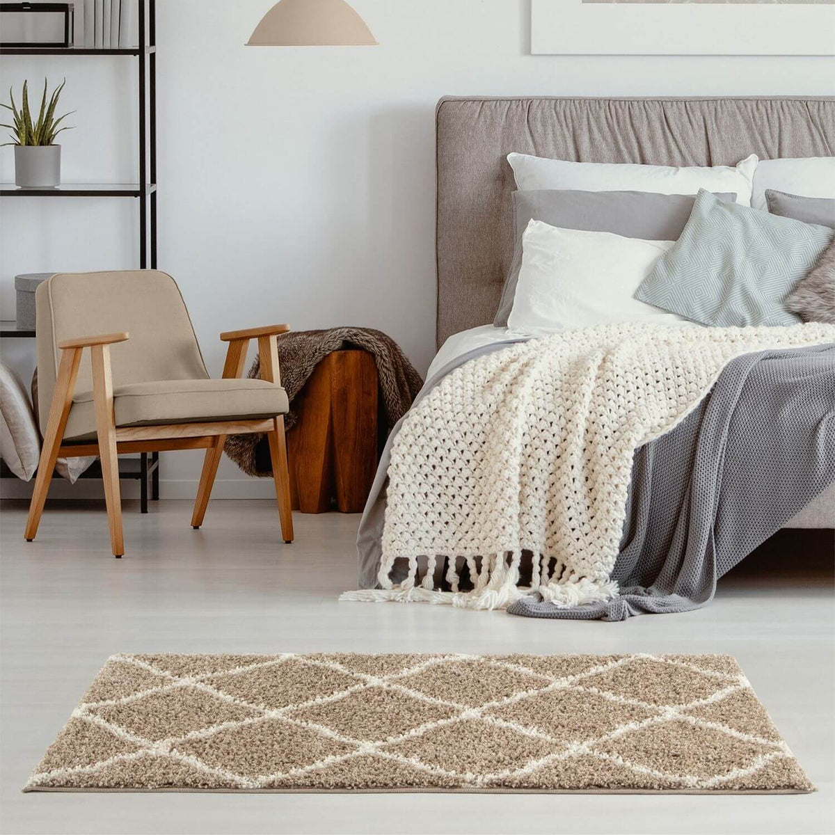 The Rugs Rugs Moroccan Beige Shaggy Rug | 720 House of Isabella UK