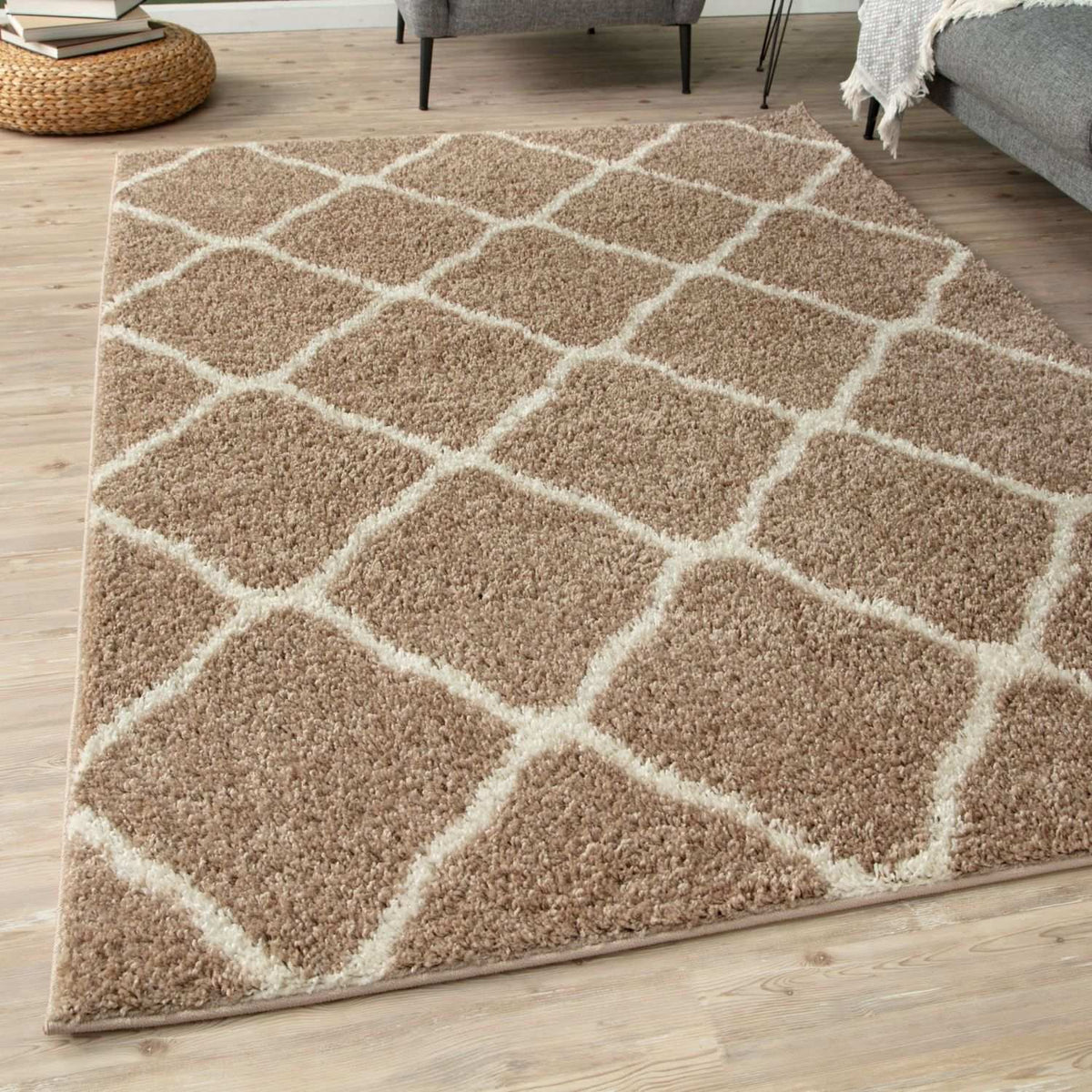 The Rugs Rugs Moroccan Beige Shaggy Rug | 720 House of Isabella UK