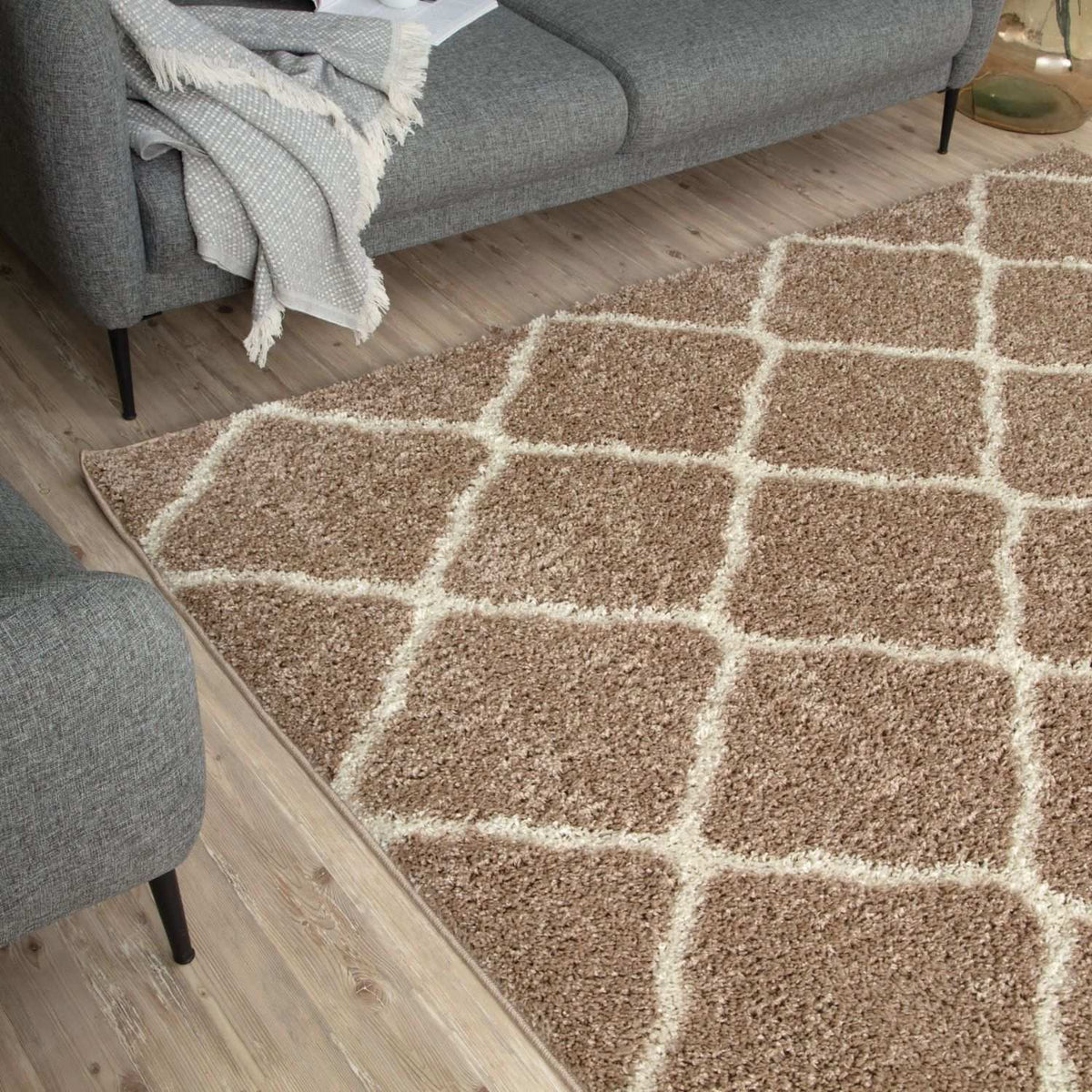 The Rugs Rugs Moroccan Beige Shaggy Rug | 720 House of Isabella UK