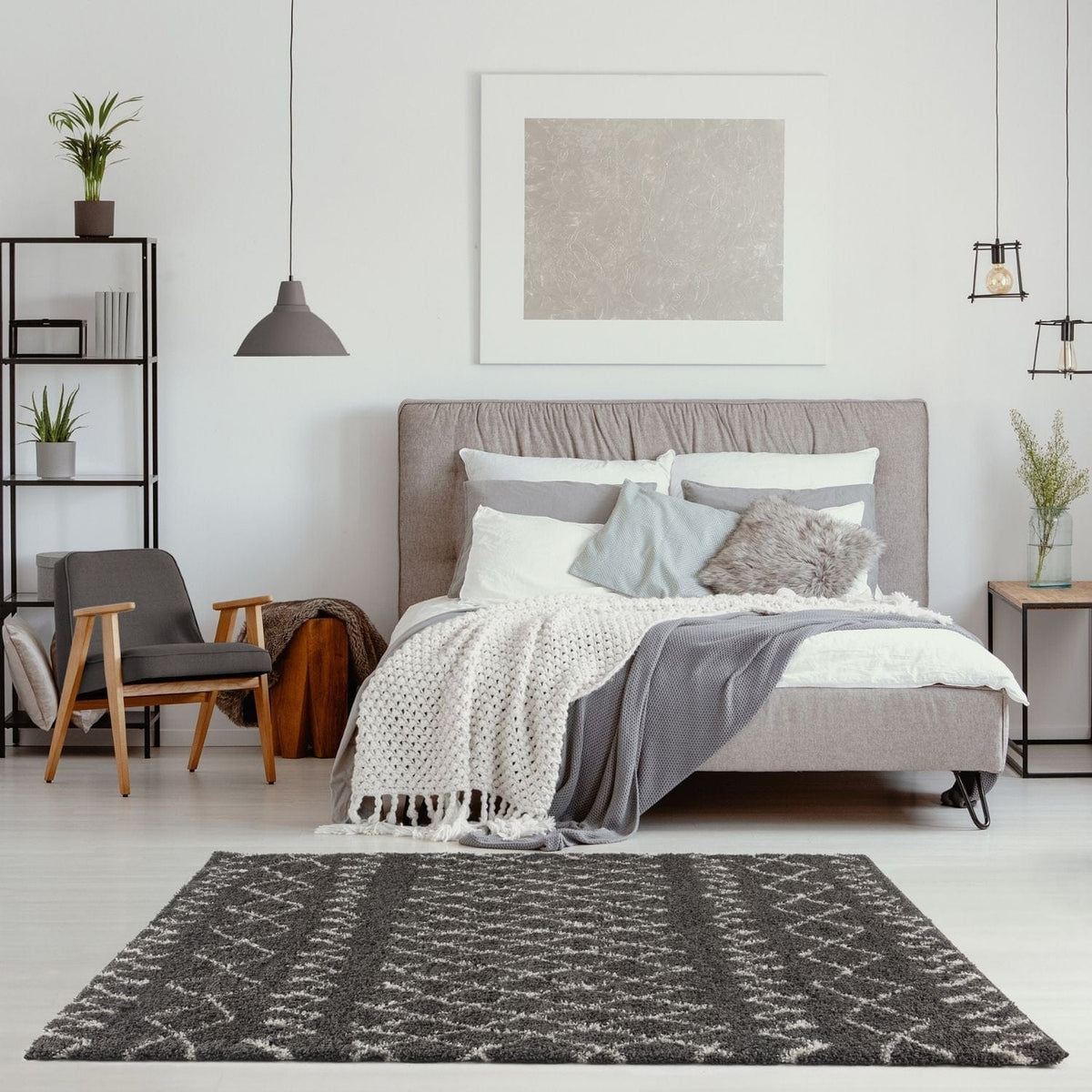 The Rugs Rugs Moroccan Dark Grey Shaggy Rug | 940 House of Isabella UK