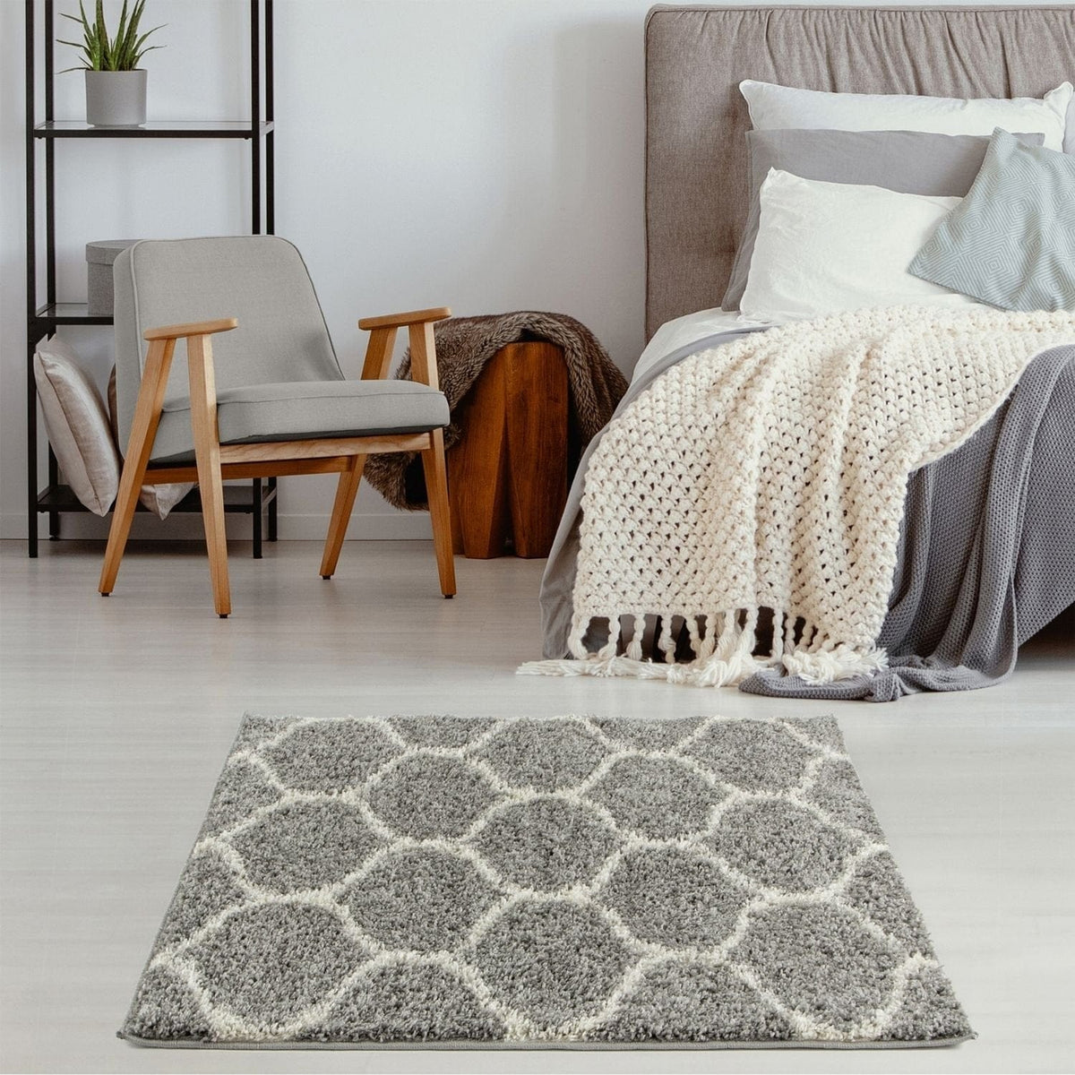 The Rugs Rugs Moroccan Grey Shaggy Rug | 610 House of Isabella UK