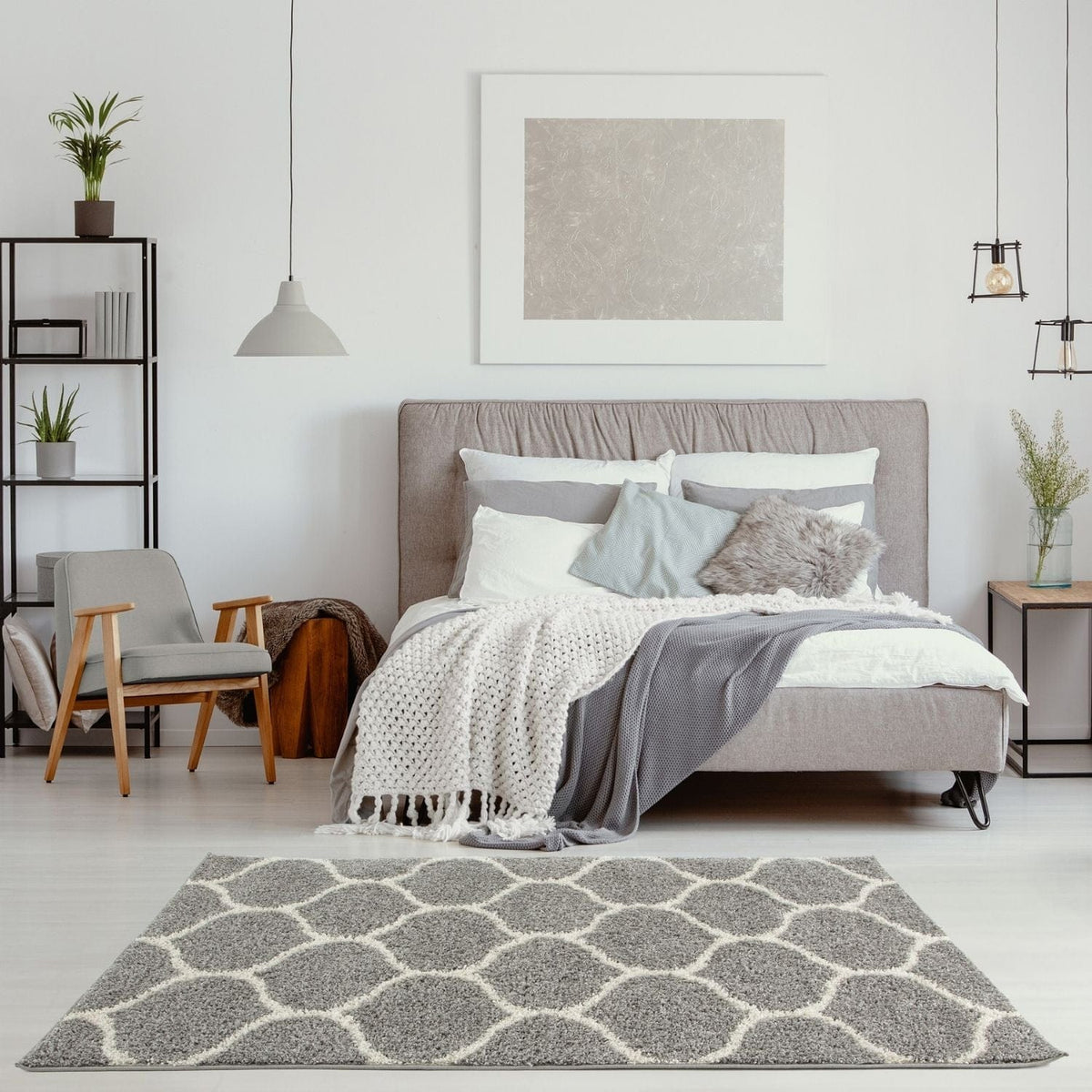The Rugs Rugs Moroccan Grey Shaggy Rug | 610 House of Isabella UK