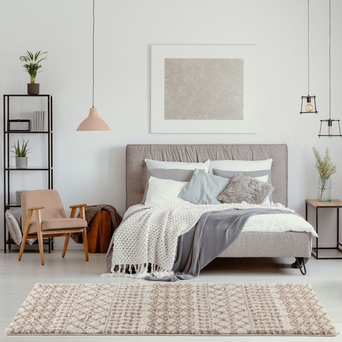 The Rugs Rugs Moroccan Ivory Beige Shaggy Rug | 1030 House of Isabella UK