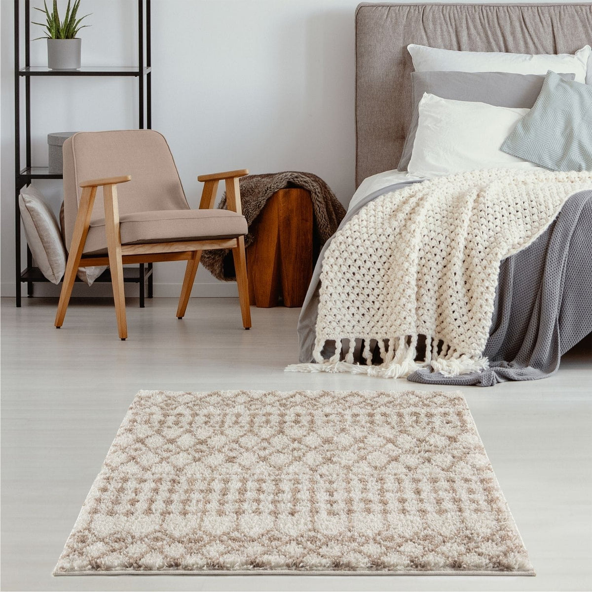 The Rugs Rugs Moroccan Ivory Beige Shaggy Rug | 1030 House of Isabella UK