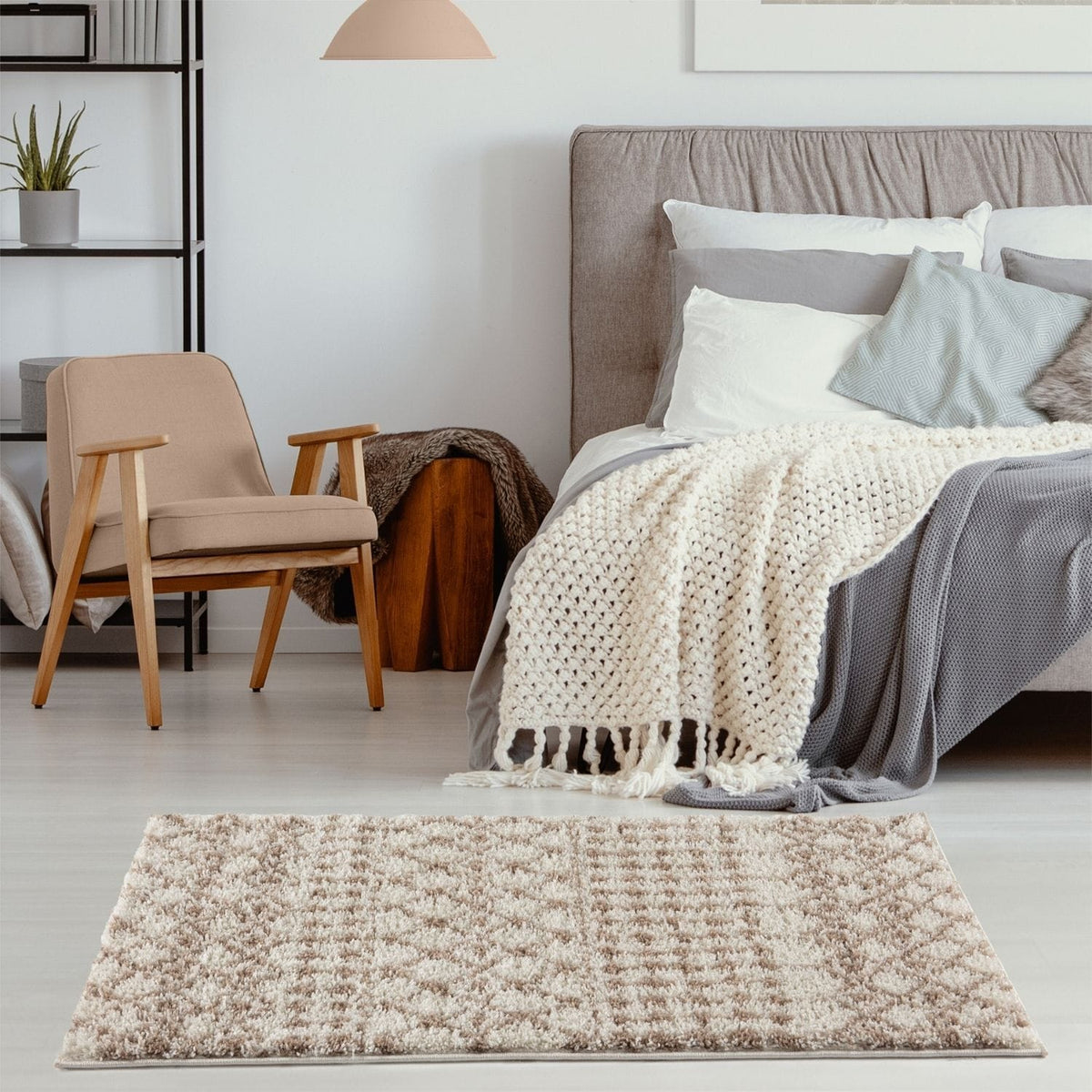 The Rugs Rugs Moroccan Ivory Beige Shaggy Rug | 1030 House of Isabella UK