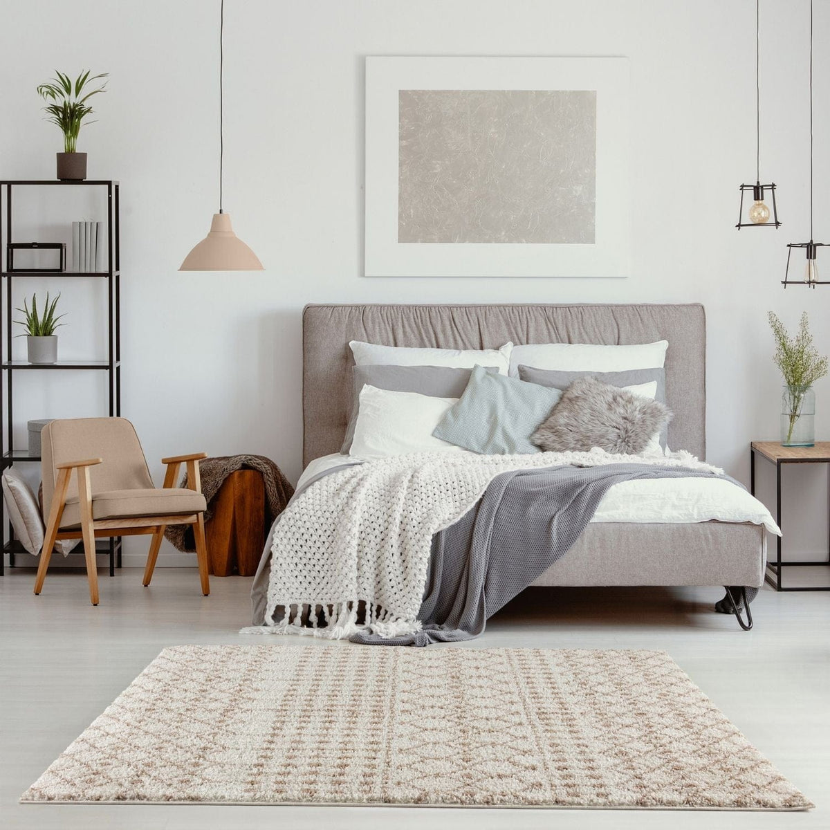The Rugs Rugs Moroccan Ivory Beige Shaggy Rug | 1030 House of Isabella UK