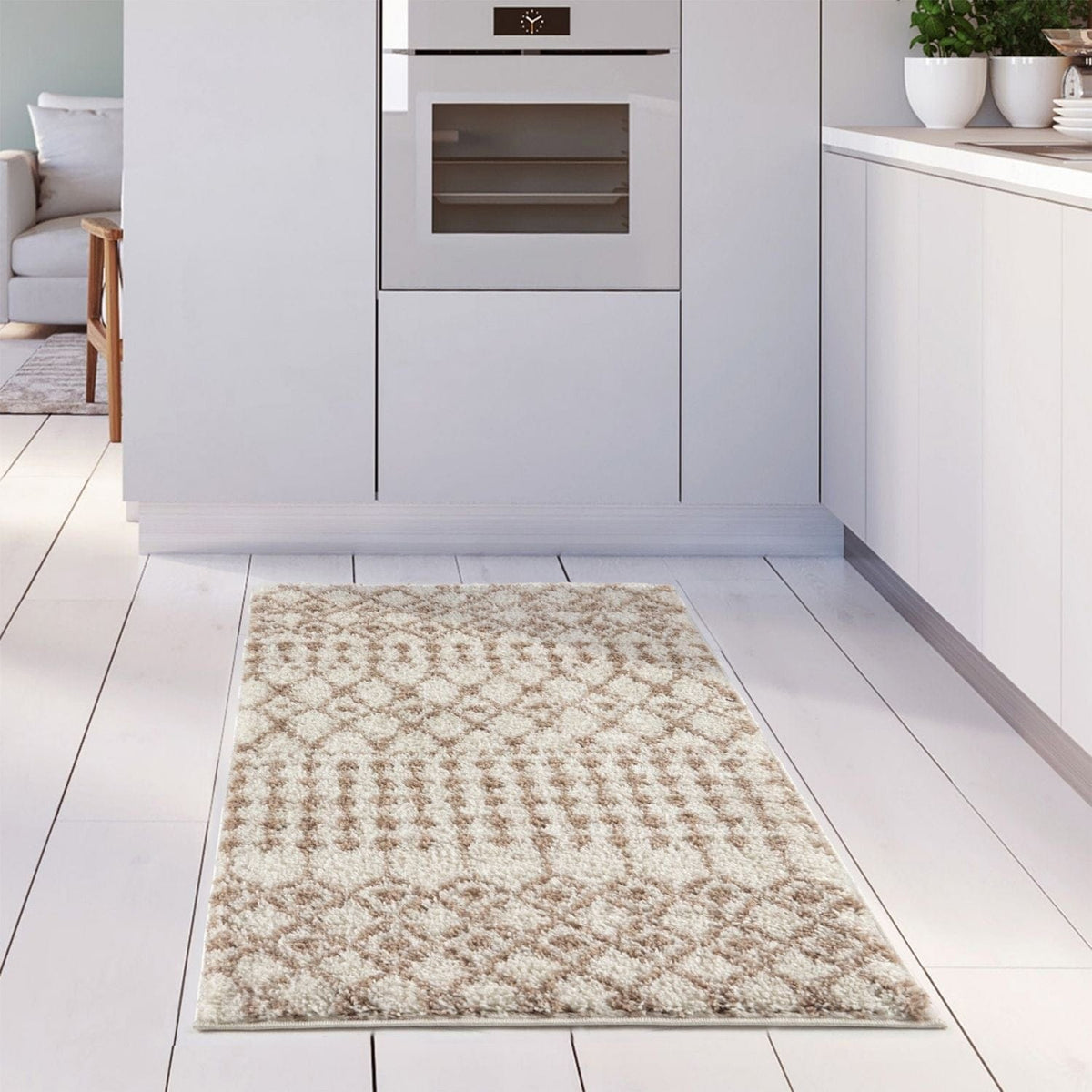 The Rugs Rugs Moroccan Ivory Beige Shaggy Rug | 1030 House of Isabella UK
