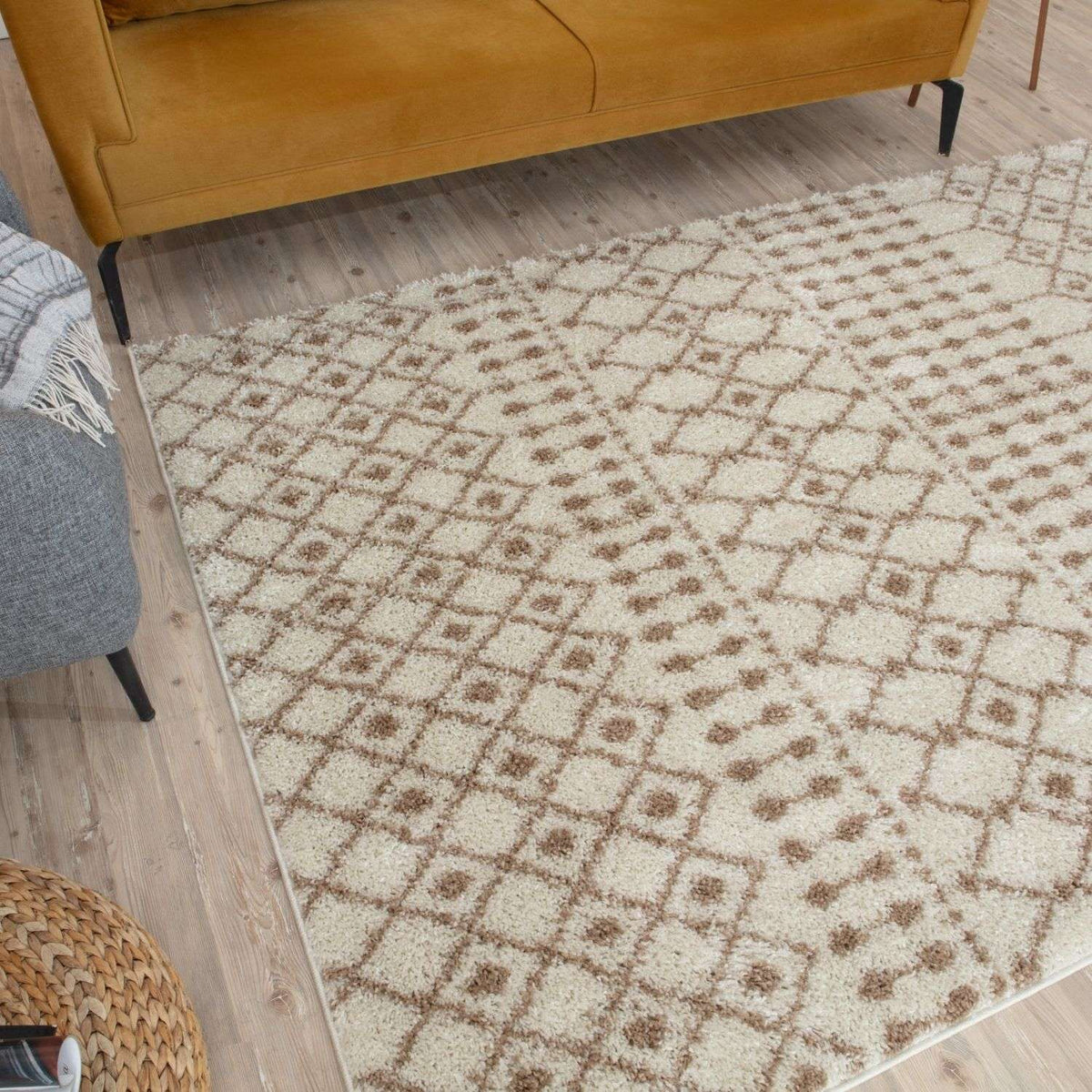 The Rugs Rugs Moroccan Ivory Beige Shaggy Rug | 1030 House of Isabella UK
