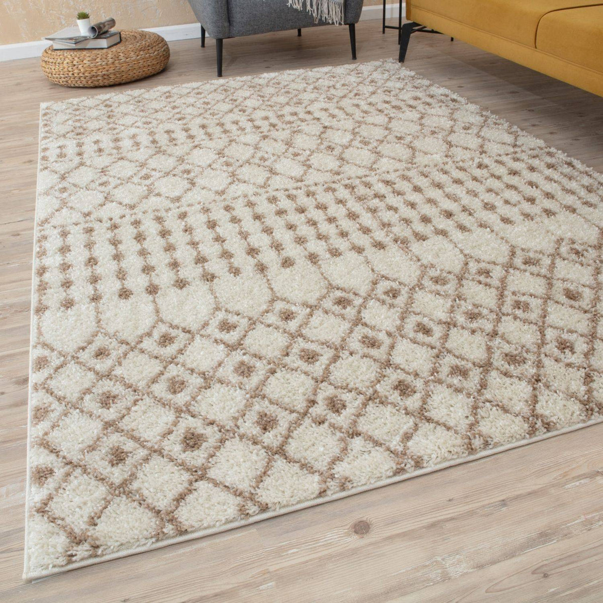 The Rugs Rugs Moroccan Ivory Beige Shaggy Rug | 1030 House of Isabella UK