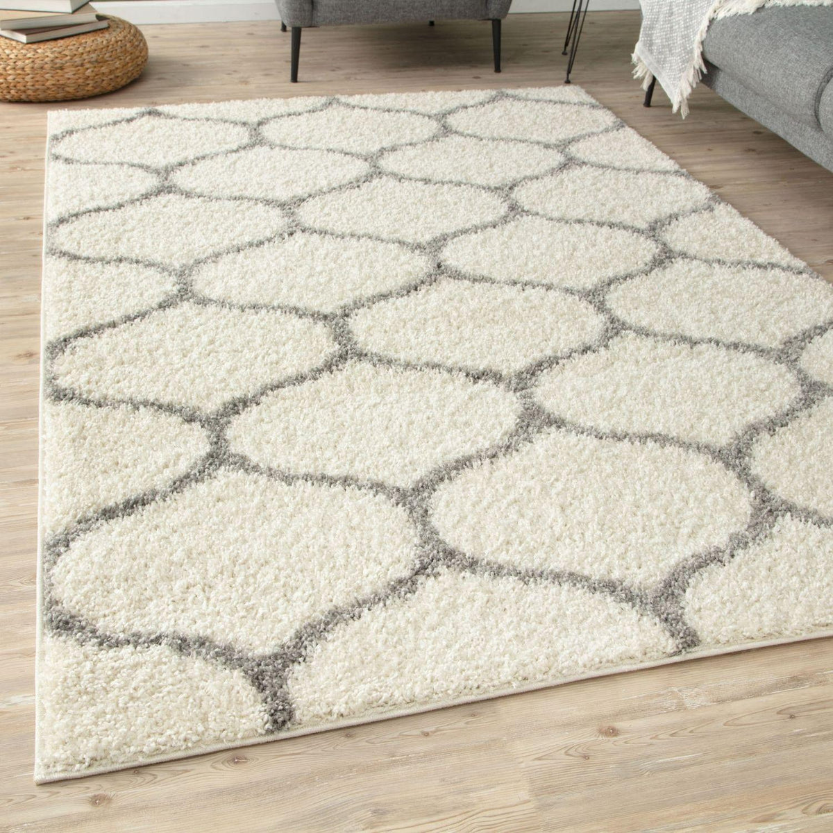 The Rugs Rugs Moroccan Ivory Shaggy Rug | 600 House of Isabella UK