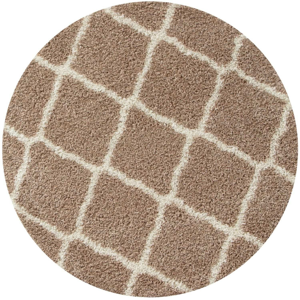 The Rugs Rugs Ø 120 cm Moroccan Beige Shaggy Rug | 720 House of Isabella UK