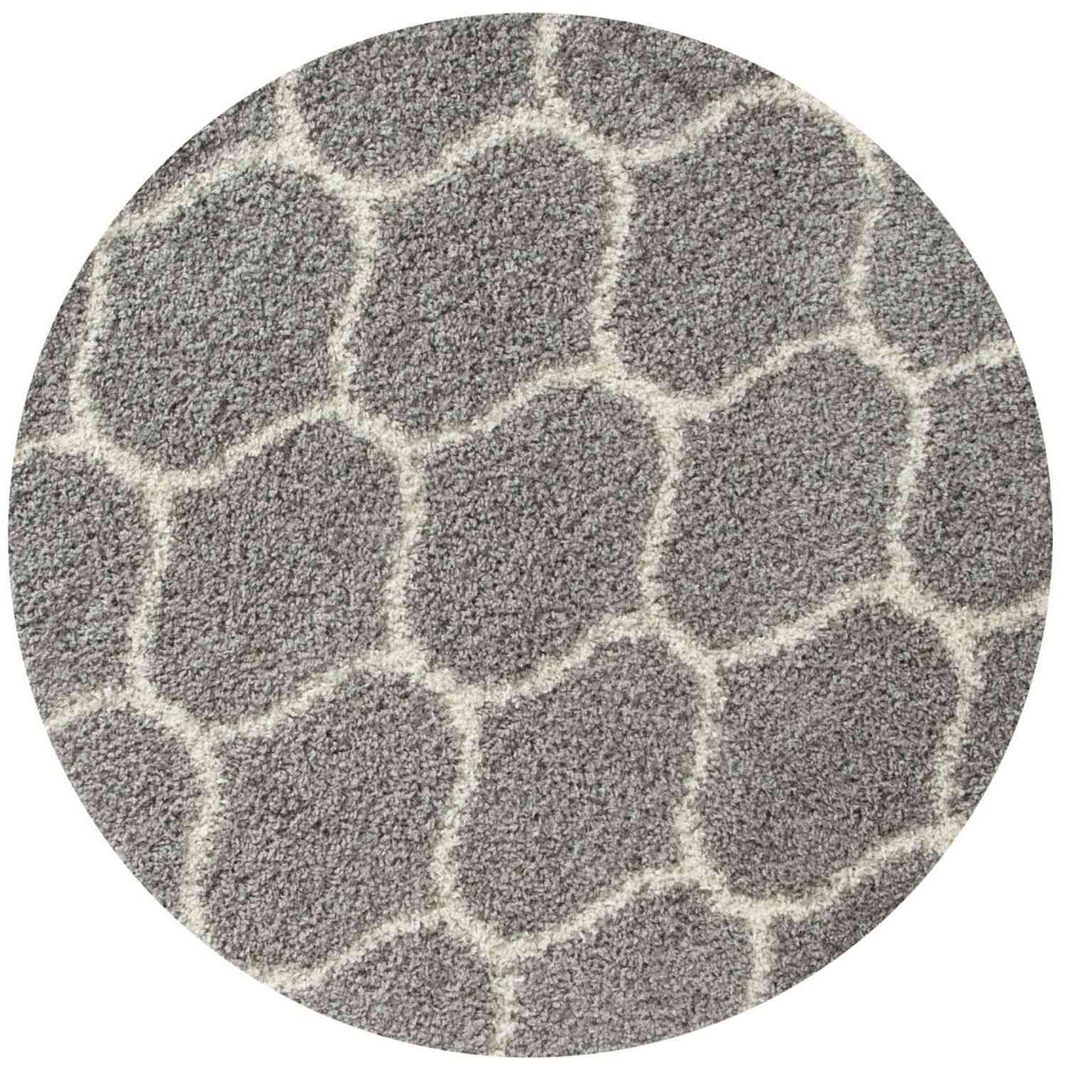 The Rugs Rugs Ø 120 cm Moroccan Grey Shaggy Rug | 610 House of Isabella UK