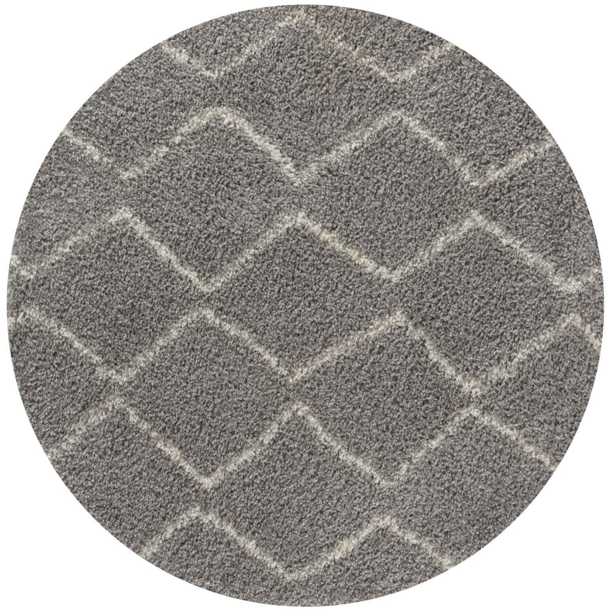 The Rugs Rugs Ø 120 cm Moroccan Grey Shaggy Rug | 810 House of Isabella UK