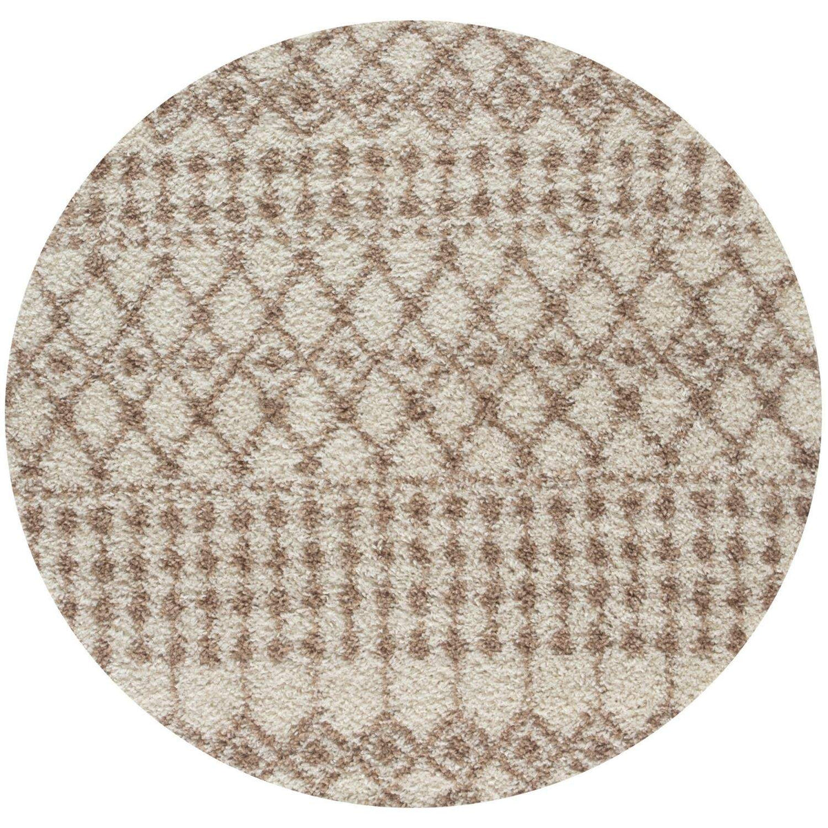 The Rugs Rugs Ø 120 cm Moroccan Ivory Beige Shaggy Rug | 1030 House of Isabella UK