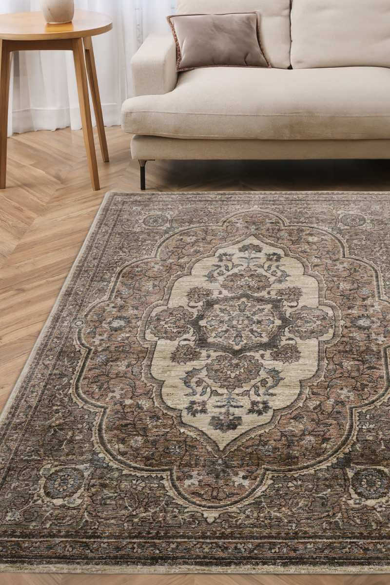 The Rugs Rugs Raja Medallion Vintage Rug – Brown Heritage Elegance House of Isabella UK