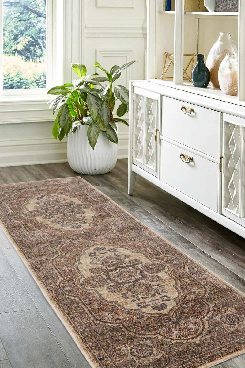 The Rugs Rugs Raja Medallion Vintage Rug – Brown Heritage Elegance House of Isabella UK