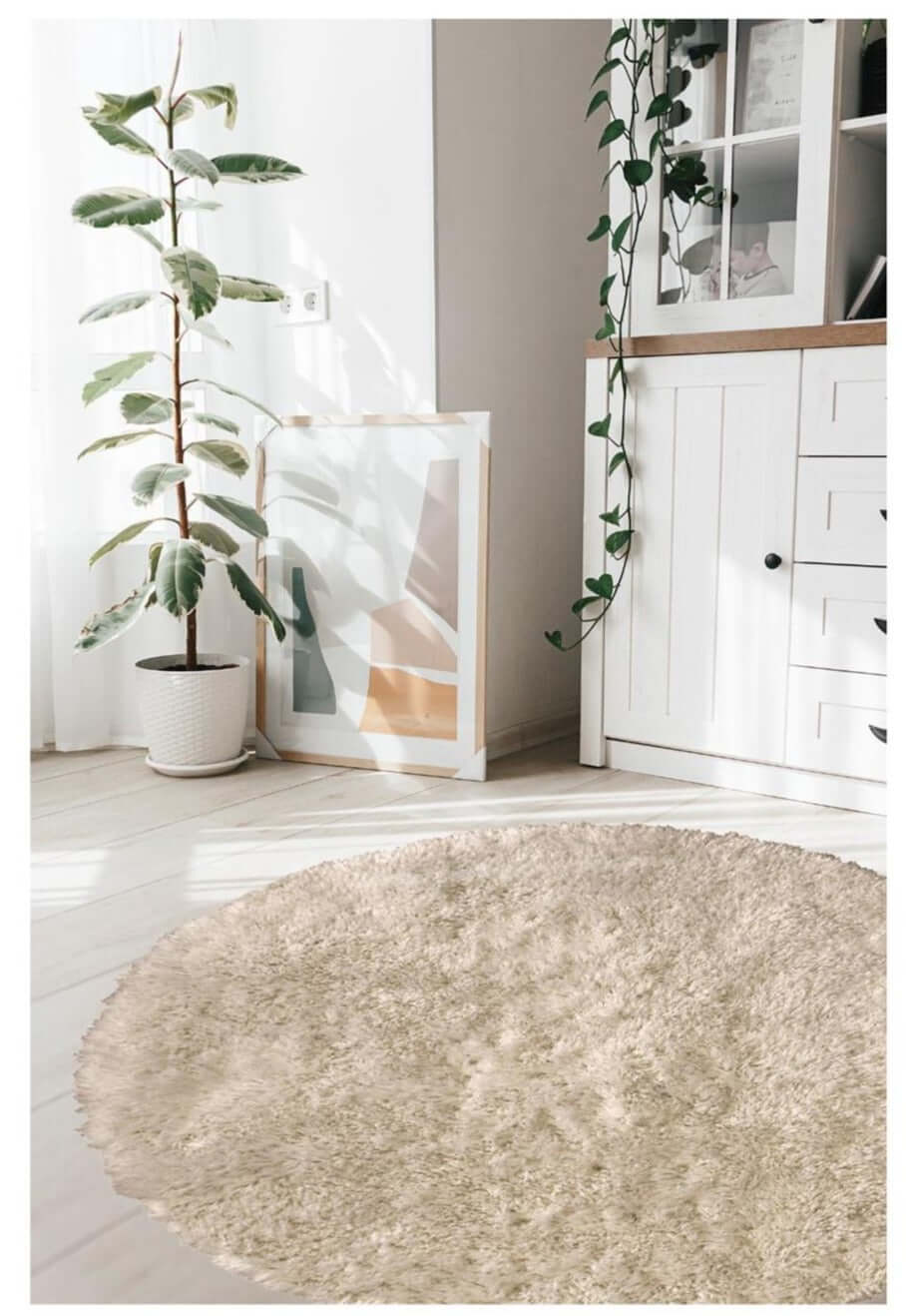 The Rugs Rugs Soft Washable Beige Shaggy Rug | SA-02 House of Isabella UK