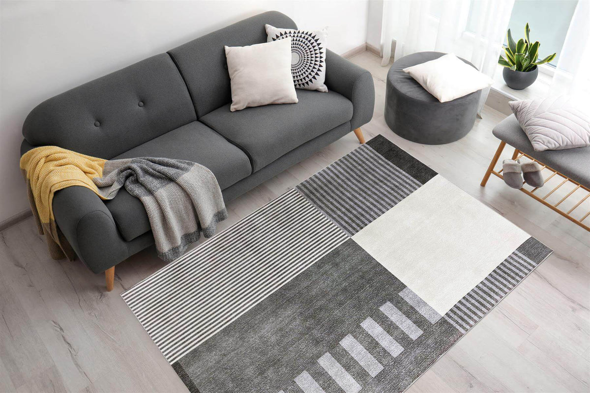 The Rugs Rugs Tokyo Geo Blocks Grey Rug House of Isabella UK