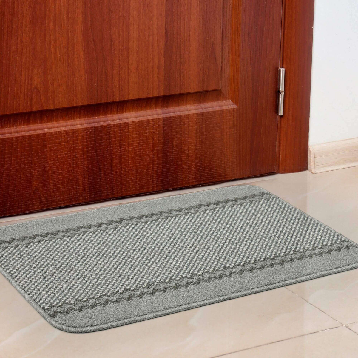The Rugs Rugs Washable Designer Bordered Grey Rug | 116G House of Isabella UK