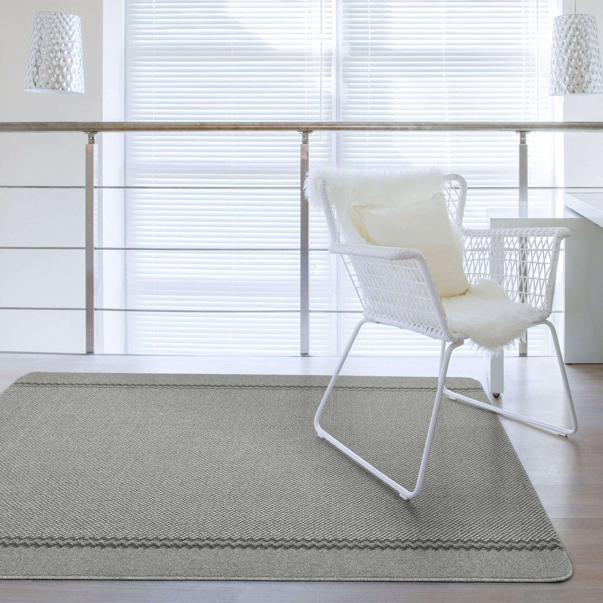 The Rugs Rugs Washable Designer Bordered Grey Rug | 116G House of Isabella UK