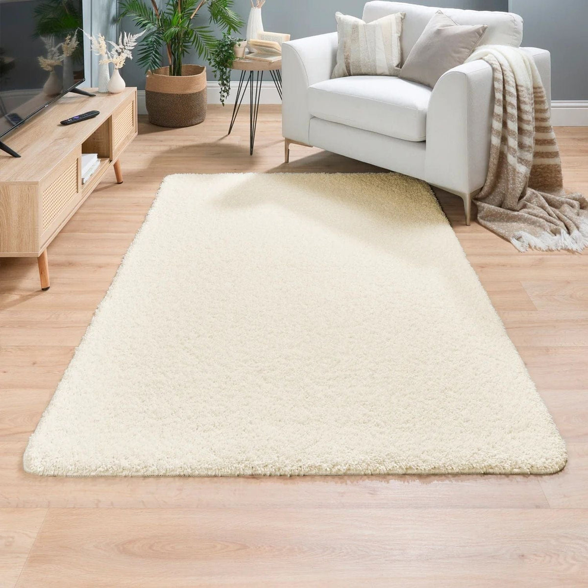 The Rugs Rugs Washable Ghost Ivory Shaggy Rug House of Isabella UK