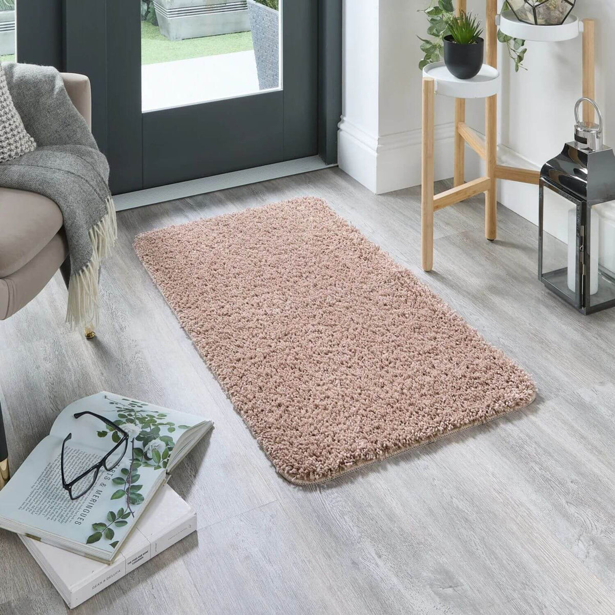 The Rugs Rugs Washable Nude Pink Shaggy Rug House of Isabella UK