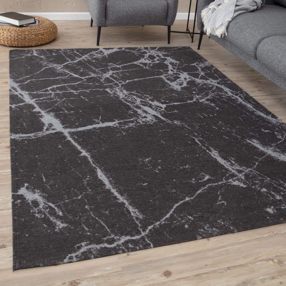 The Rugs Rugs Washable Rug Carina Dark Grey | 6952D House of Isabella UK