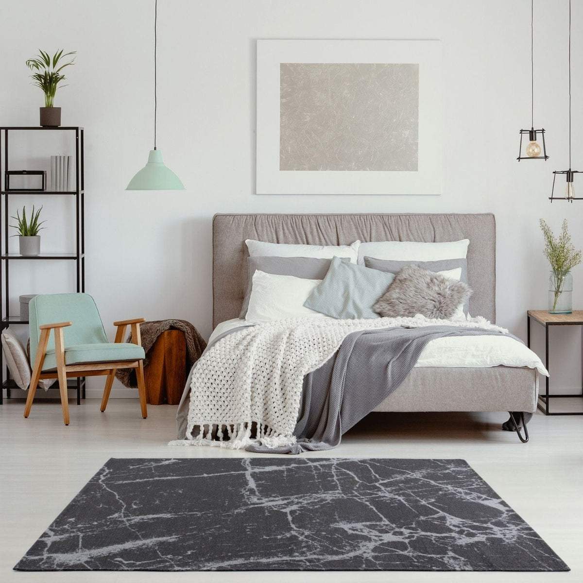The Rugs Rugs Washable Rug Carina Dark Grey | 6952D House of Isabella UK