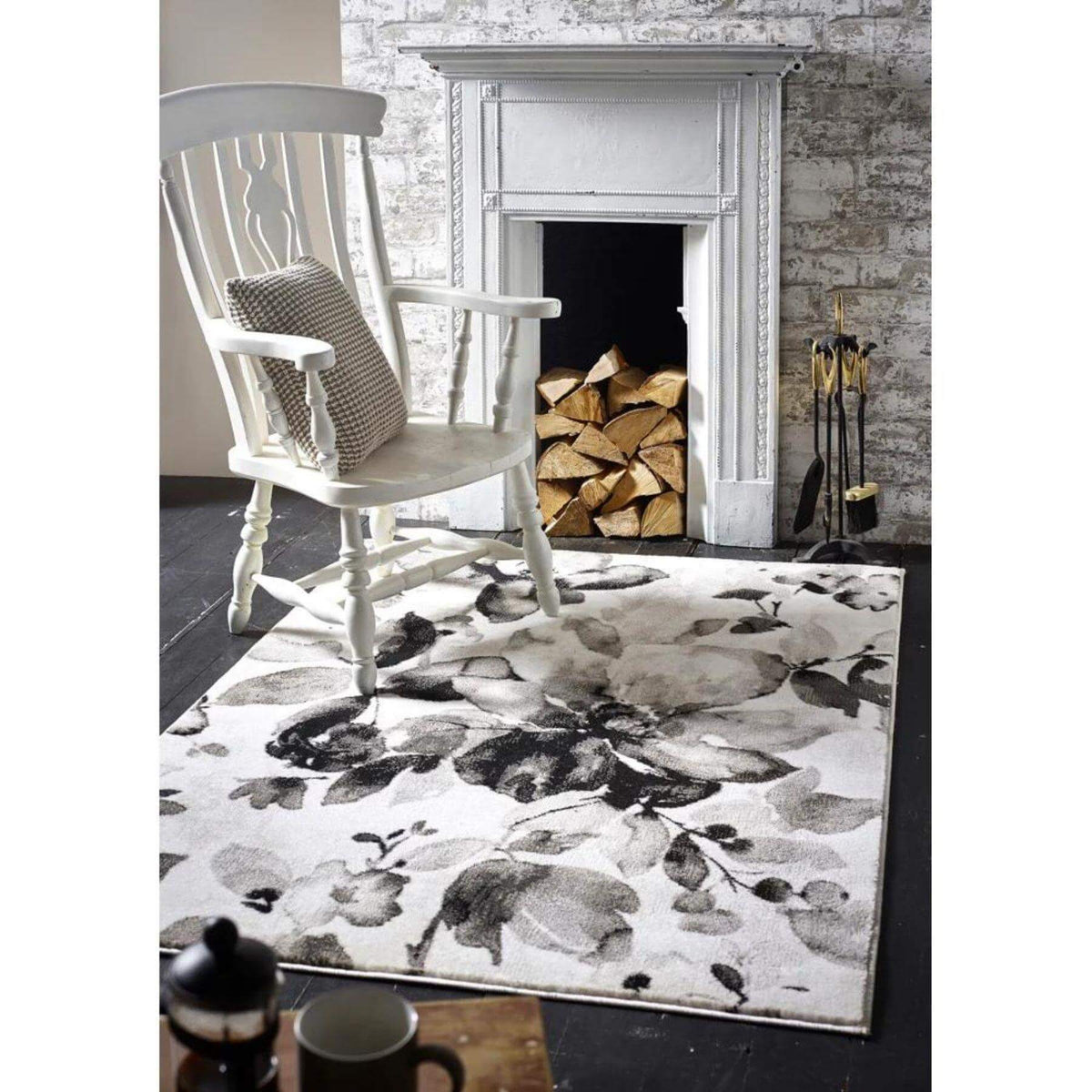 The Rugs Rugs Watercolour Floral Design Rug - Grey House of Isabella UK
