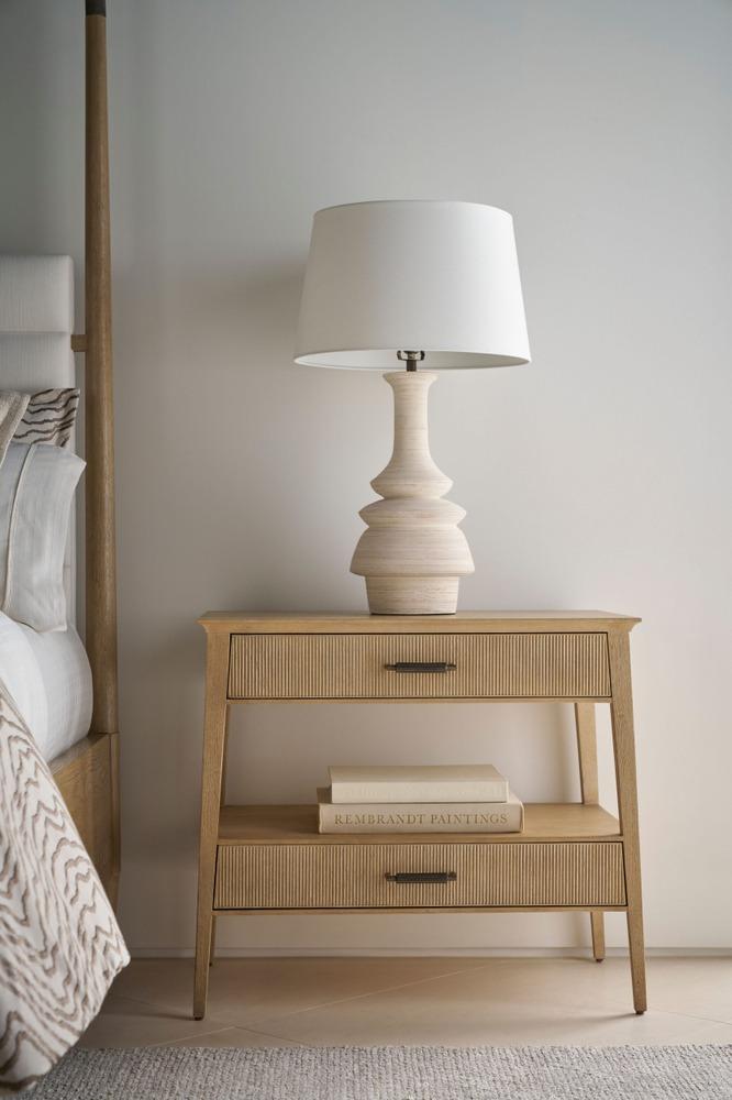 Theodore Alexander Bedroom Balboa Wooden Bedside Table in Coastal Grey House of Isabella UK