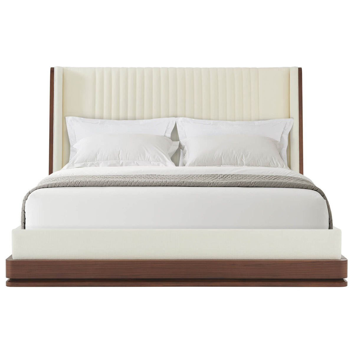 Coronet Walnut and Upholstered Channel Super King Bed