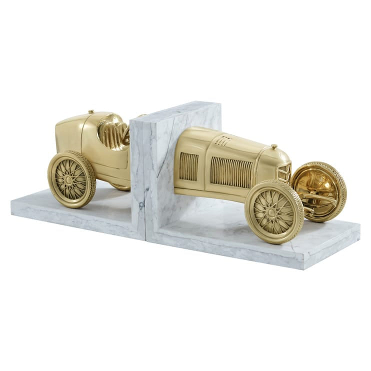 Theodore Alexander Decor Book of Speed Bookends in Polished Brass and Quartz House of Isabella UK