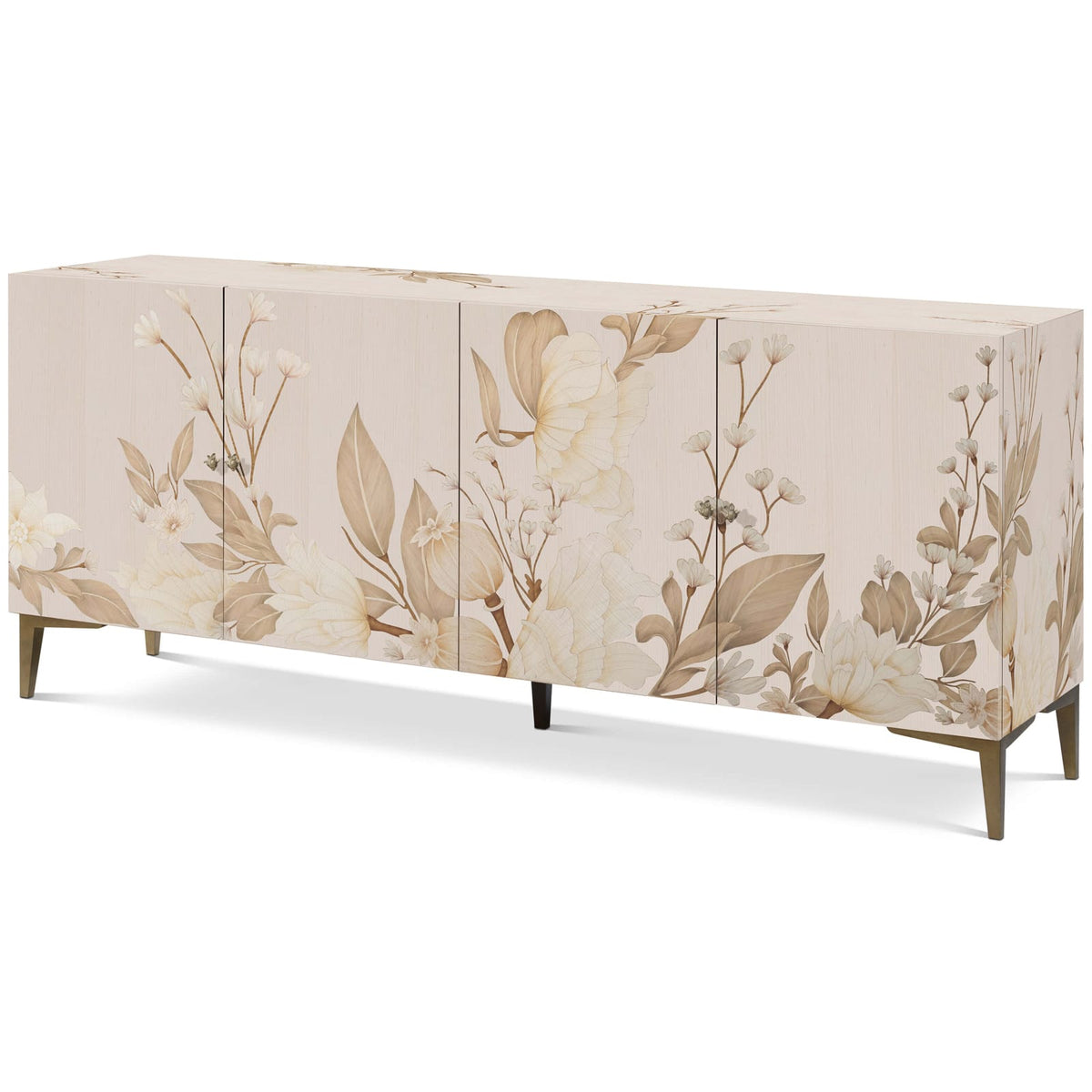 Theodore Alexander Dining Bouquet 4 Door Sideboard in Buttercream House of Isabella UK