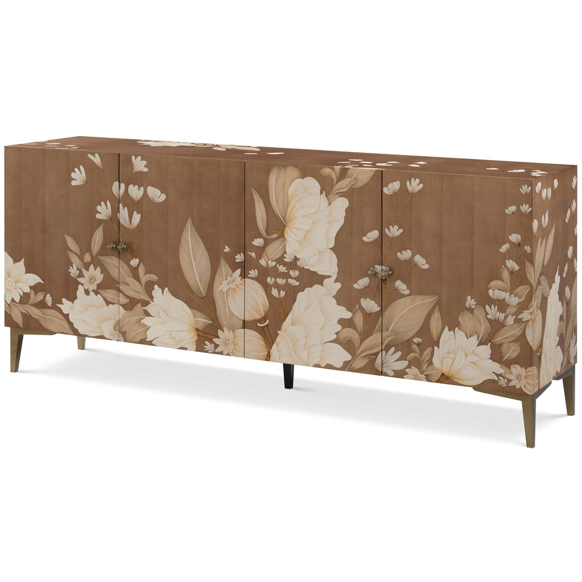 Theodore Alexander Dining Bouquet 4 Door Sideboard in Toasted Cashew House of Isabella UK