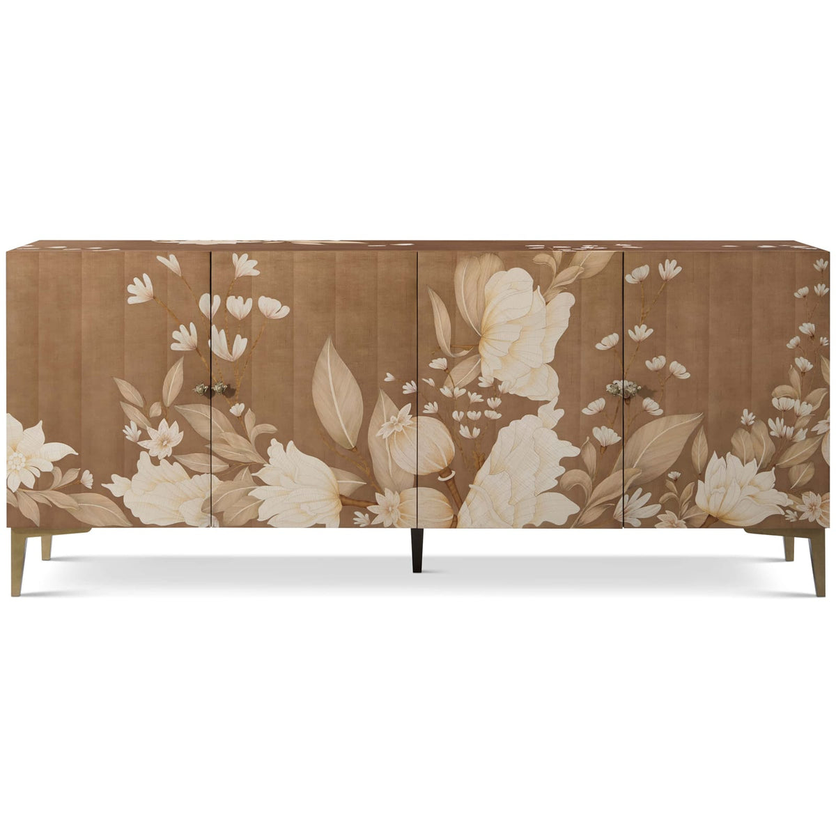 Theodore Alexander Dining Bouquet 4 Door Sideboard in Toasted Cashew House of Isabella UK