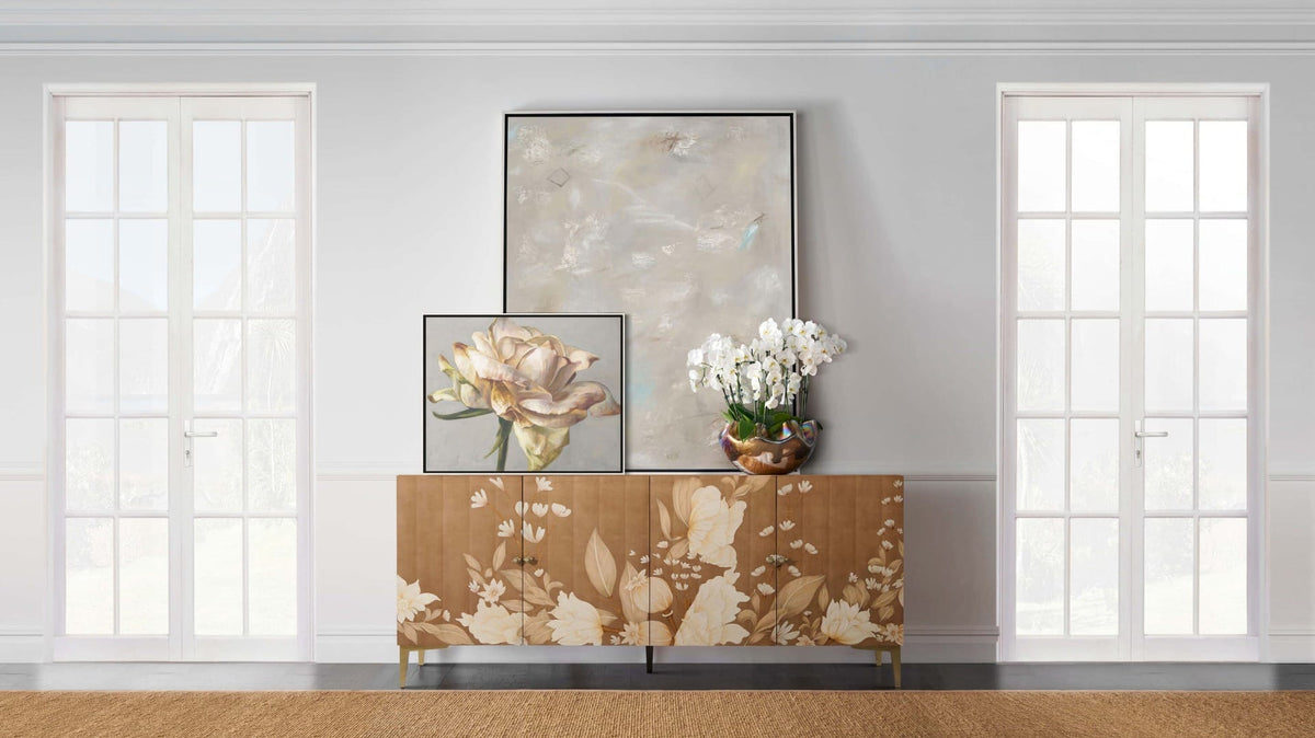 Theodore Alexander Dining Bouquet 4 Door Sideboard in Toasted Cashew House of Isabella UK