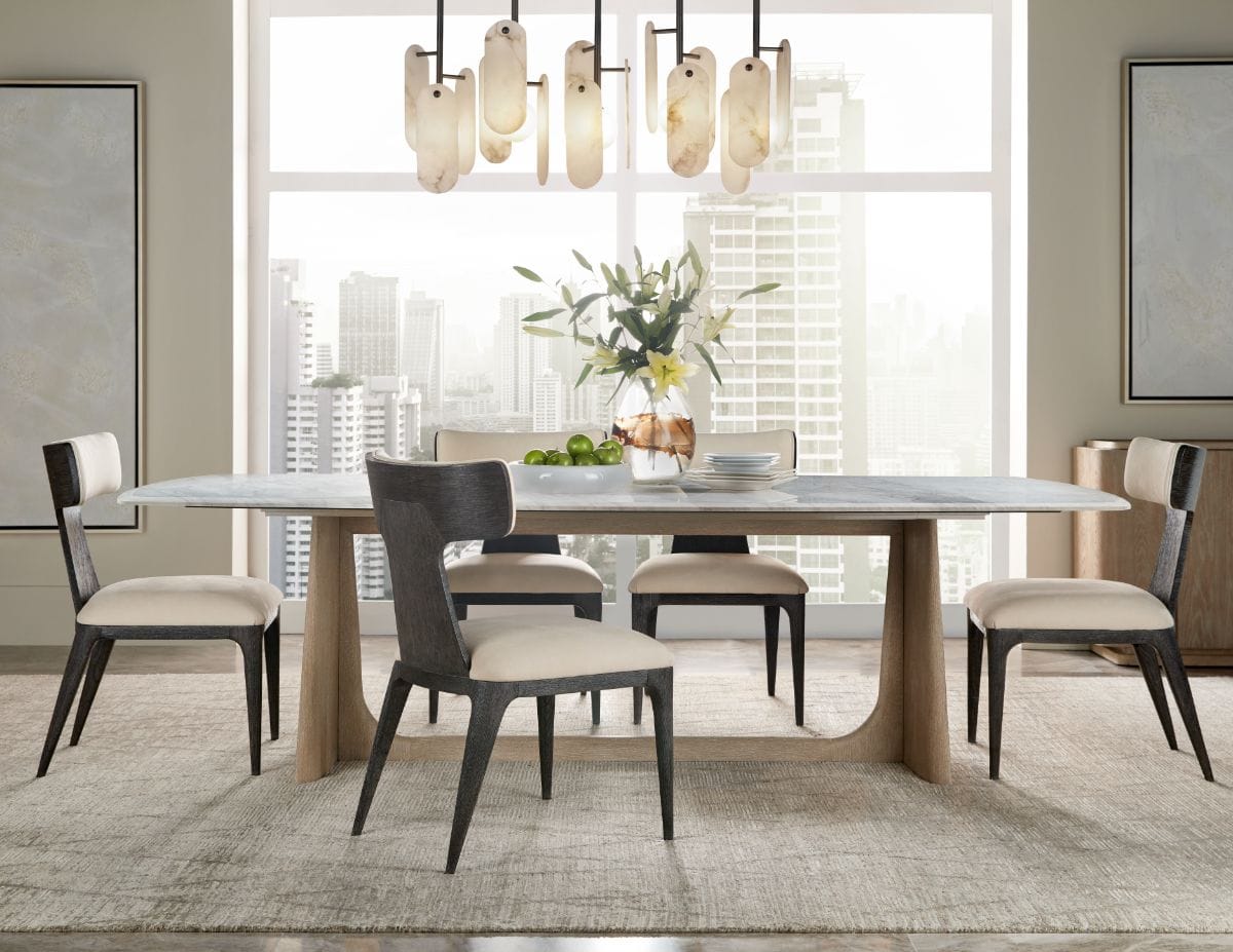 Theodore Alexander Dining Wooden Dining Table Marble Top Large House of Isabella UK