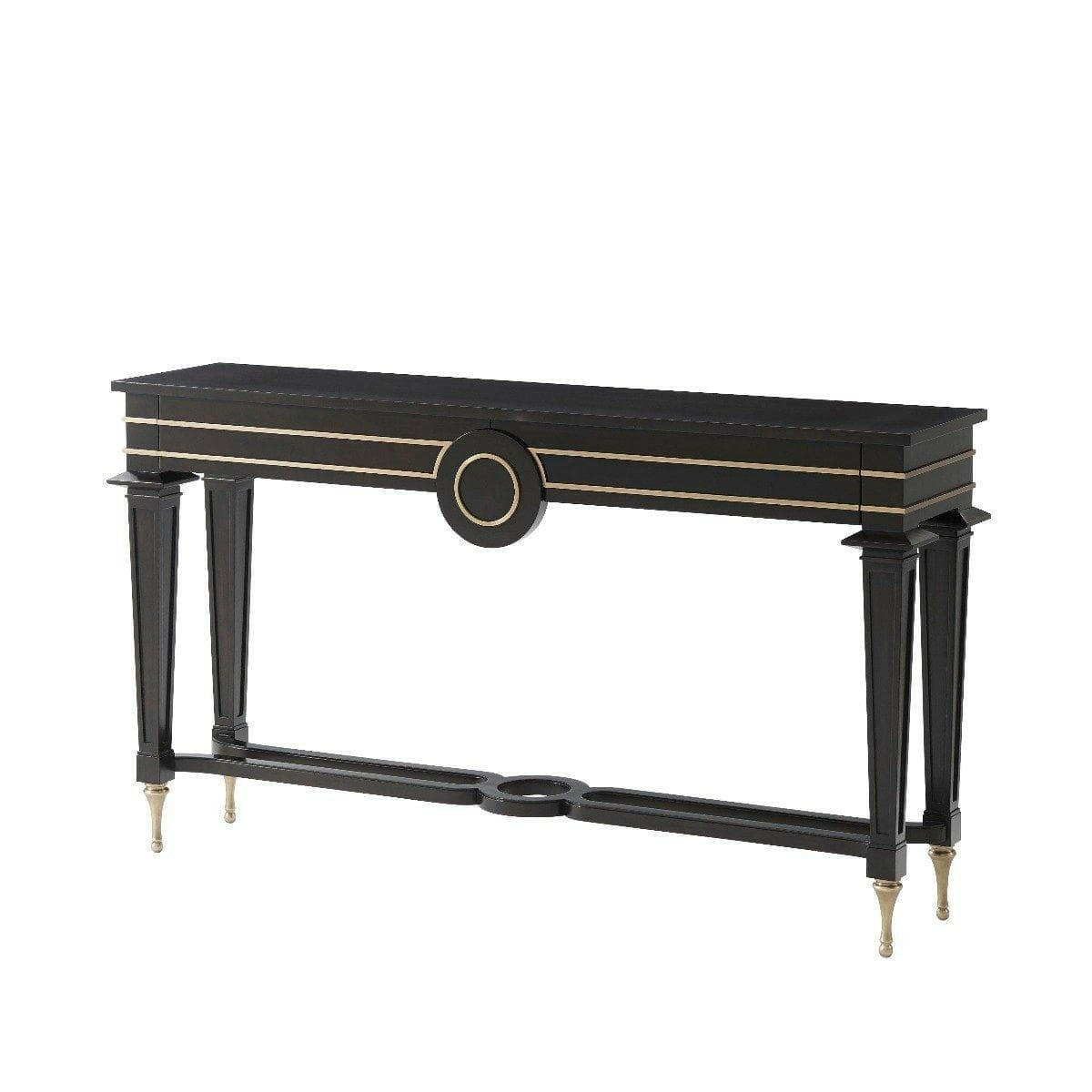 Console Table Mid Century with Brass Peg Feet.