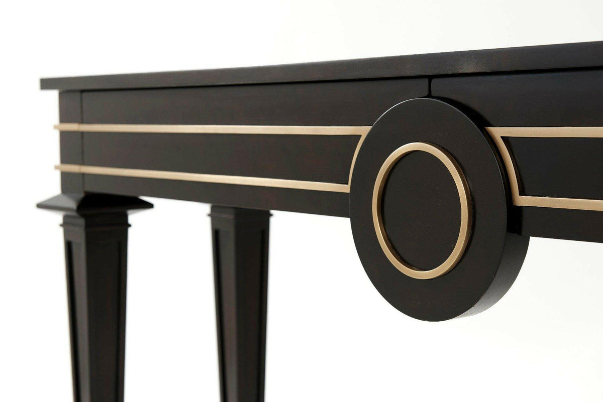 Console Table Mid Century with Brass Peg Feet.