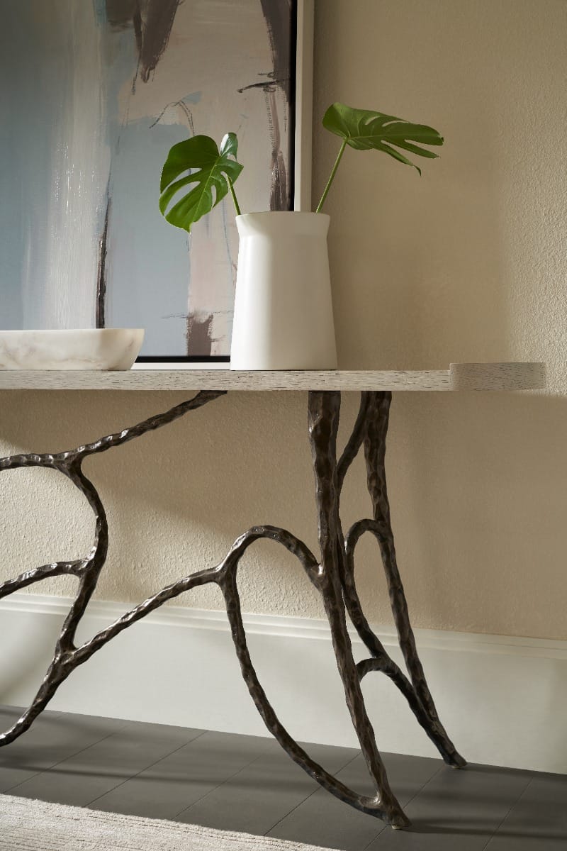 Theodore Alexander Living Essence Console Table in White Oak House of Isabella UK