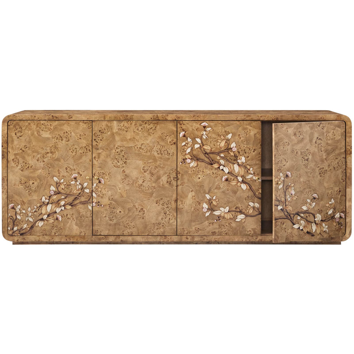Theodore Alexander Living Perch Burl Large Sideboard with Floral Marquetry House of Isabella UK
