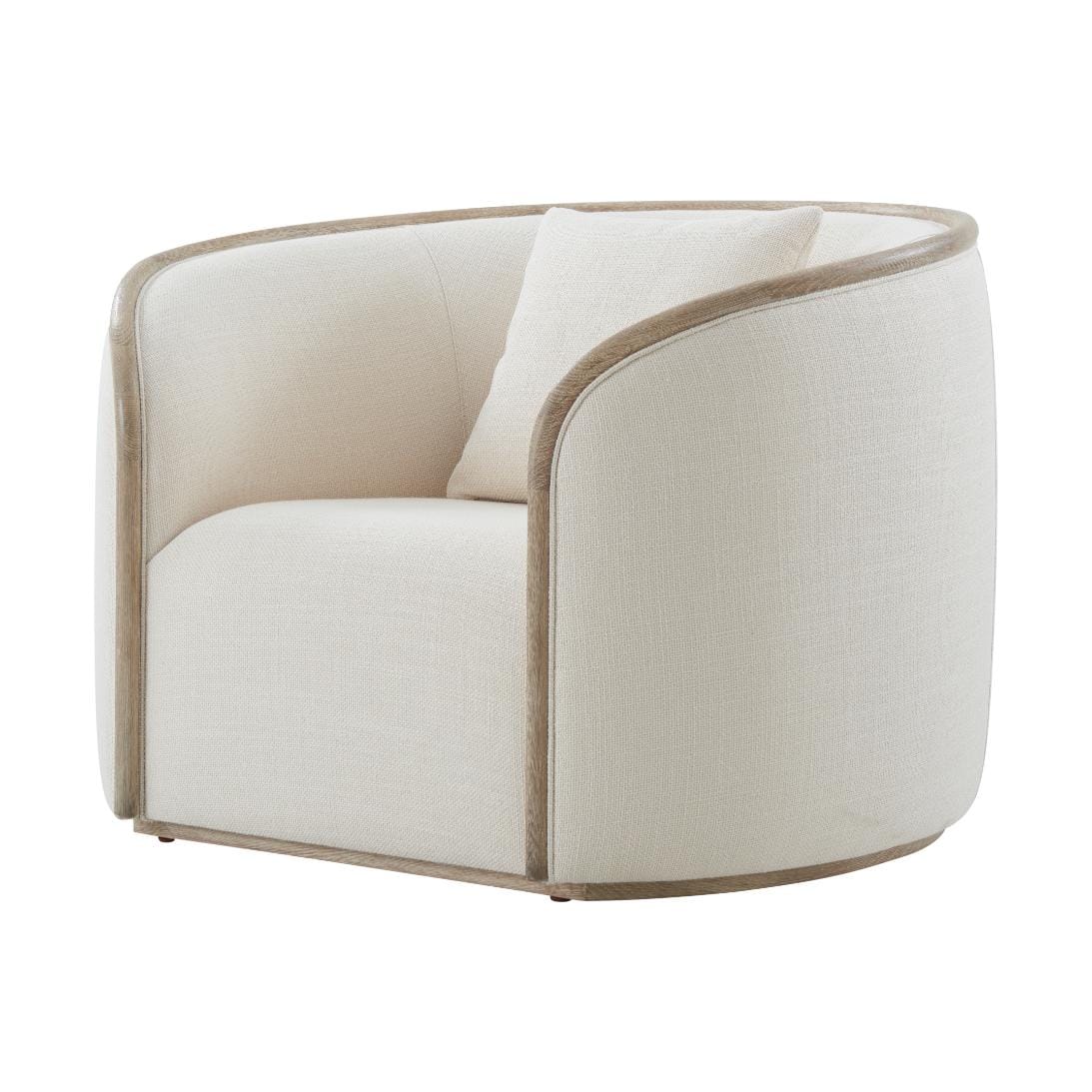 Theodore Alexander Living Repose Wooden Upholstered Club Chair in Grey Oak Finish House of Isabella UK