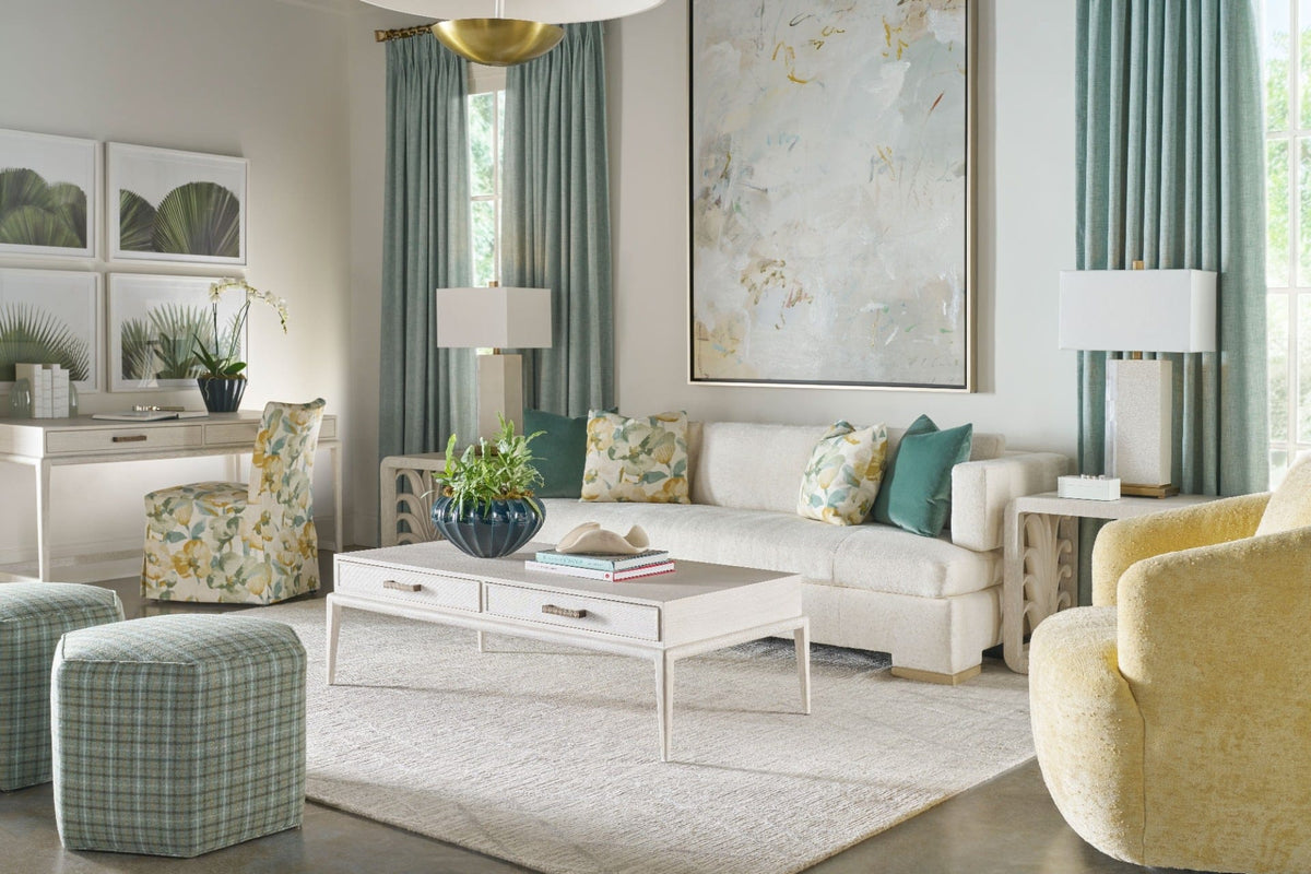 Theodore Alexander Living Singer Coffee Table with Wallpaper Drawer Fronts House of Isabella UK