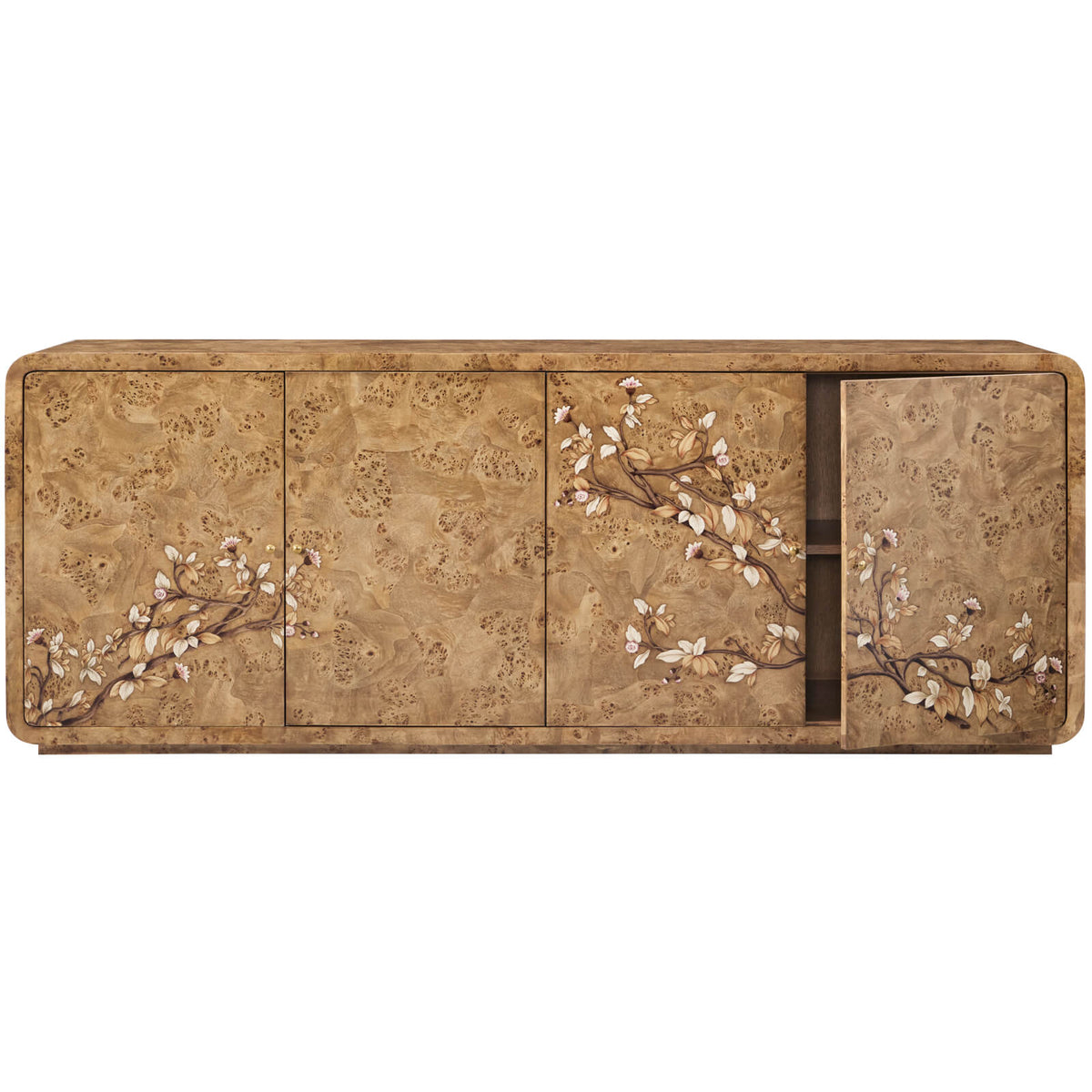 Perch Burl Large Sideboard with Floral Marquetry