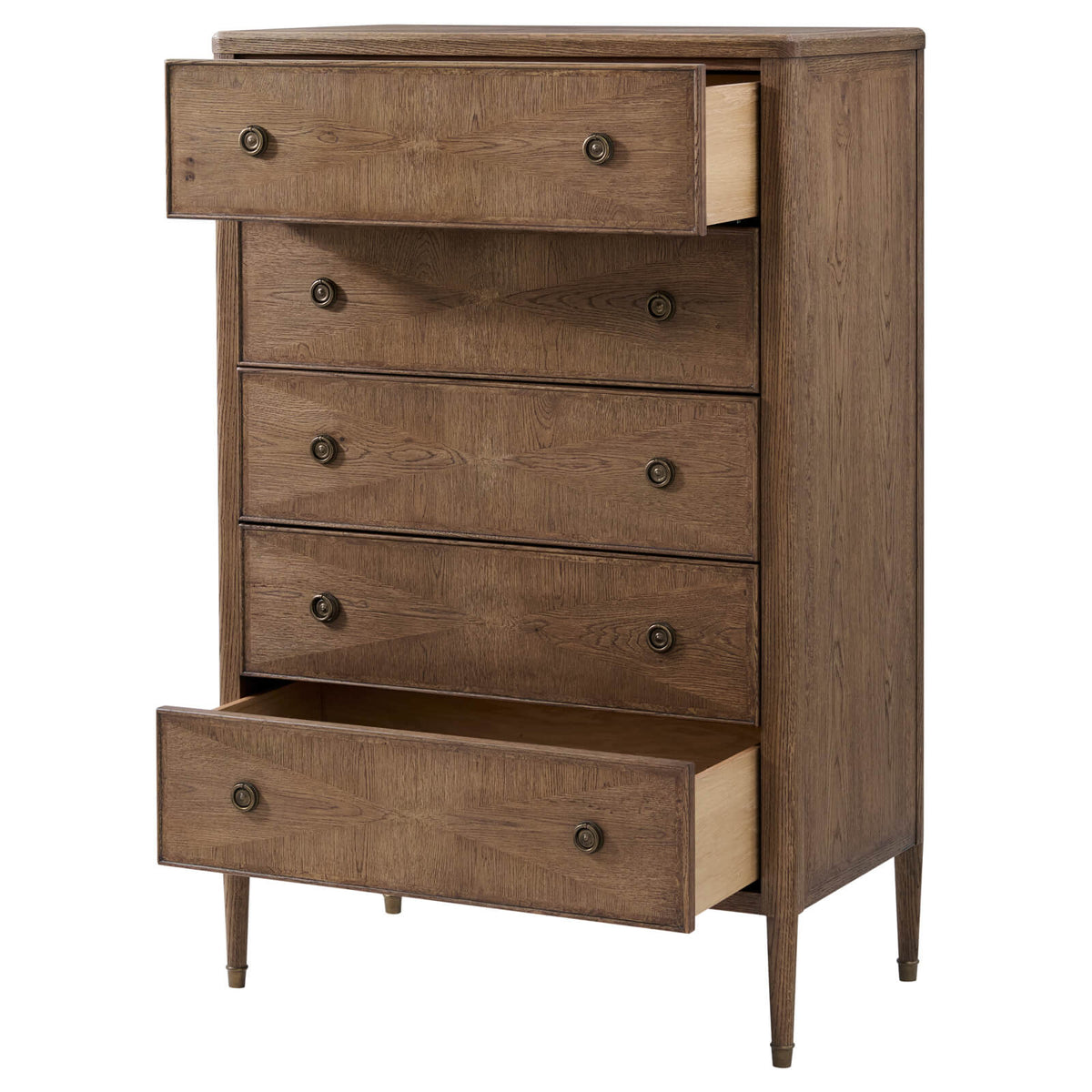 Theodore Alexander Sleeping Woodford Tall Chest of Drawers in Tobacco House of Isabella UK
