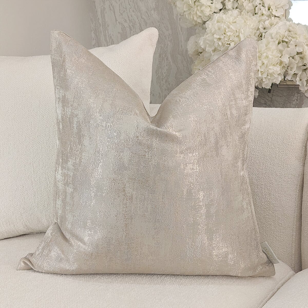 Tiana Cream & Gold Abstract Print Cushion - 50x50cm