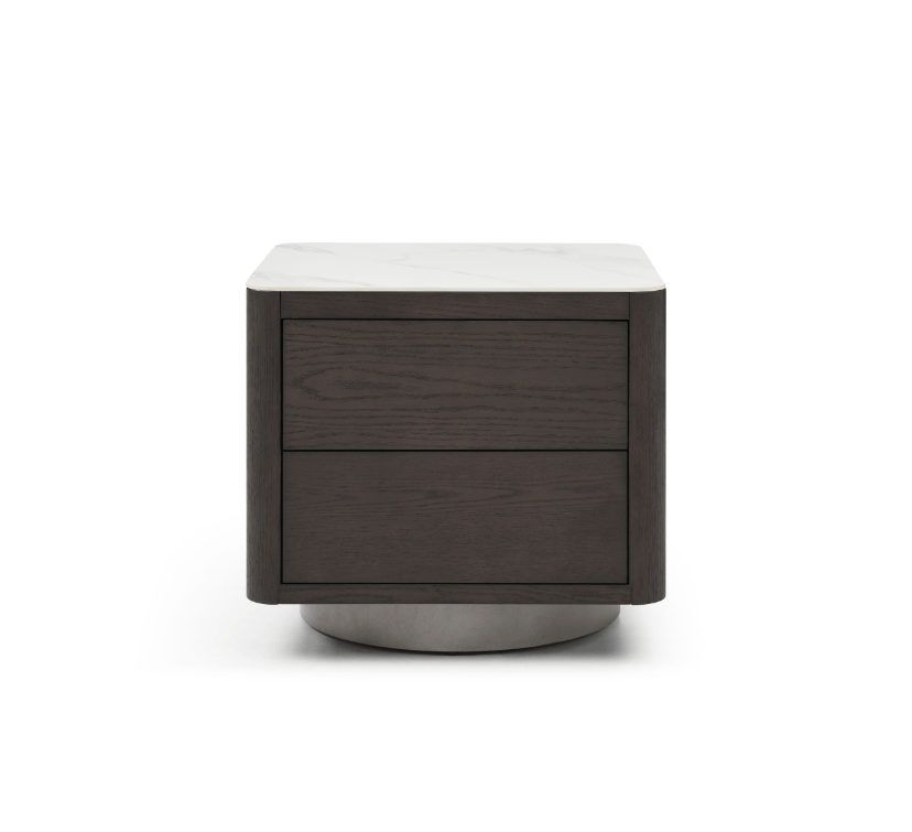 Coin Bedside Table - Smoke Oak.
