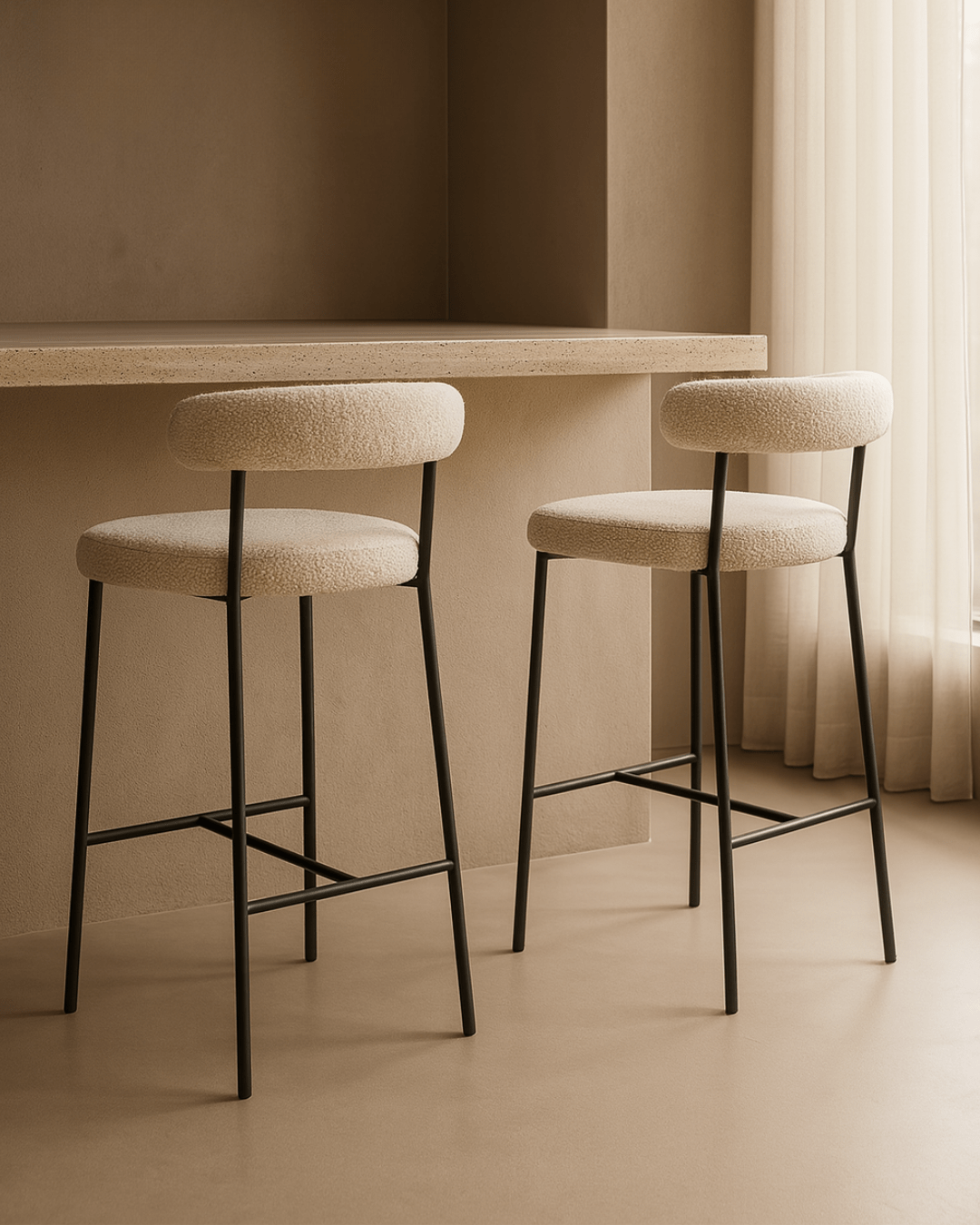 Tommy Franks Dining Alita Stool - Chex Bouclé Polar House of Isabella UK